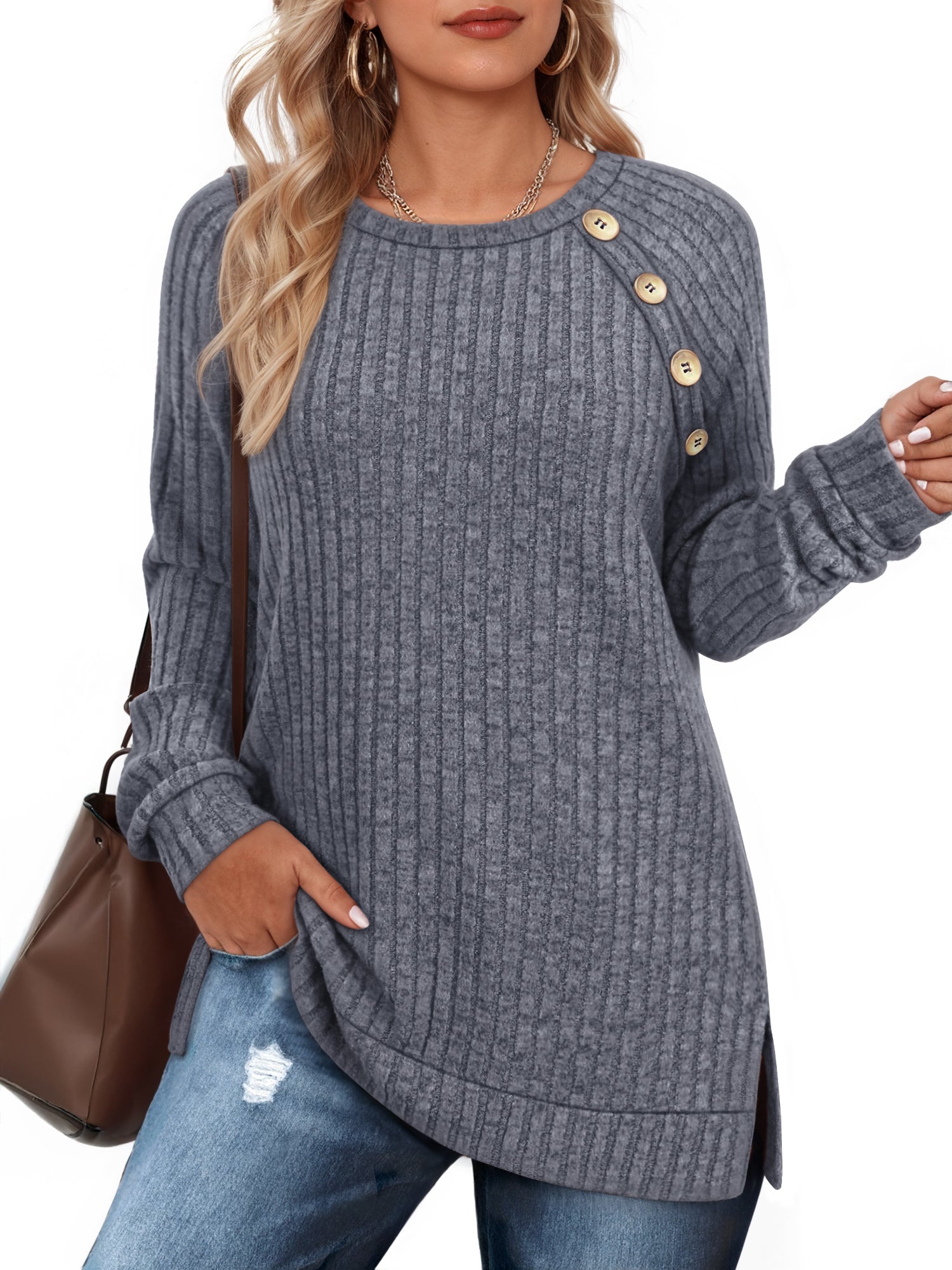 OALUXE Long Sleeve Shirts for Women Causual Tunic Tops Loose Fit Dressy Lightweight Sweaters