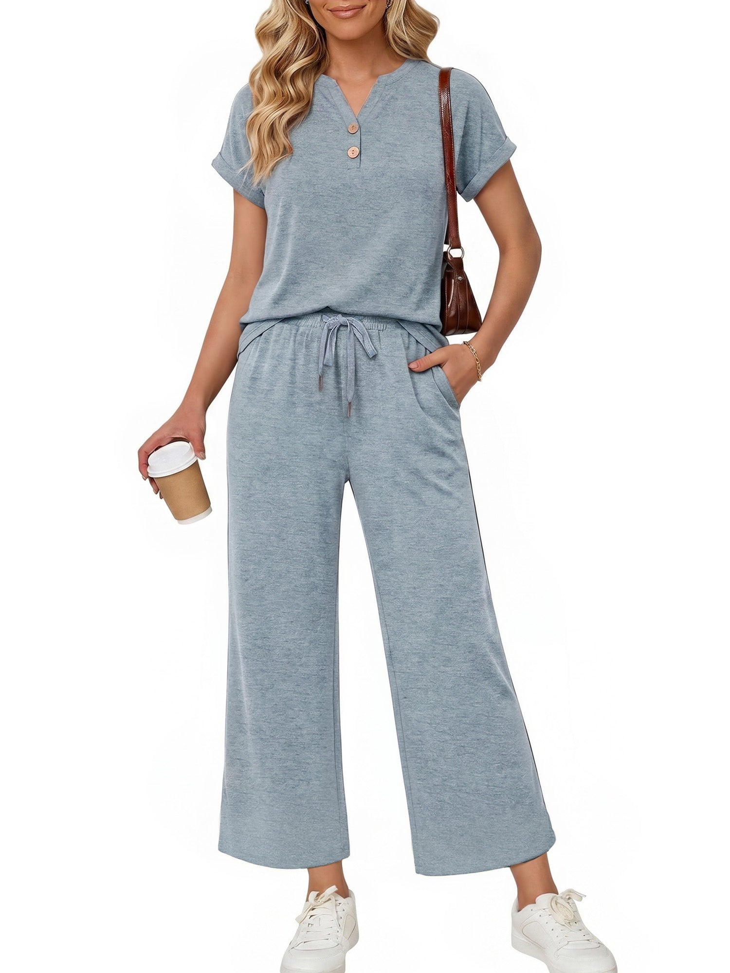 MOYIKO 2 Piece Sets for Women Summer Matching Lounge Sets Casual Airport Travel Vacation Outfits