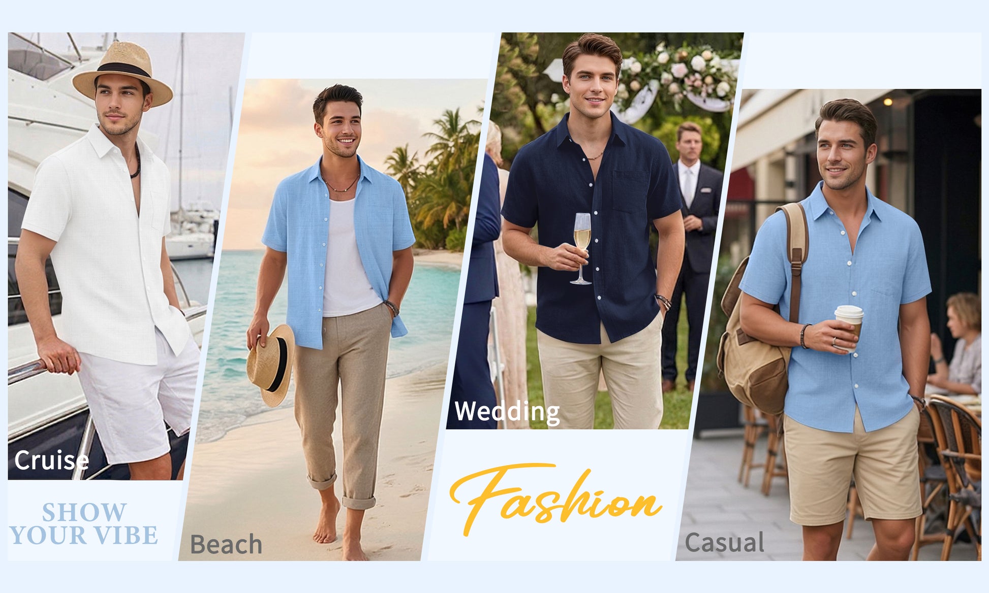 RICHCOIN Mens Linen Shirts Short Sleeve Button Down Dress Shirts for Men Casual Summer Tops Beach