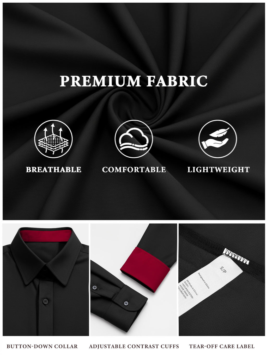OALUXE Mens Dress Shirts Formal Long Sleeve Button Down Business Contrast Shirt with Pocket