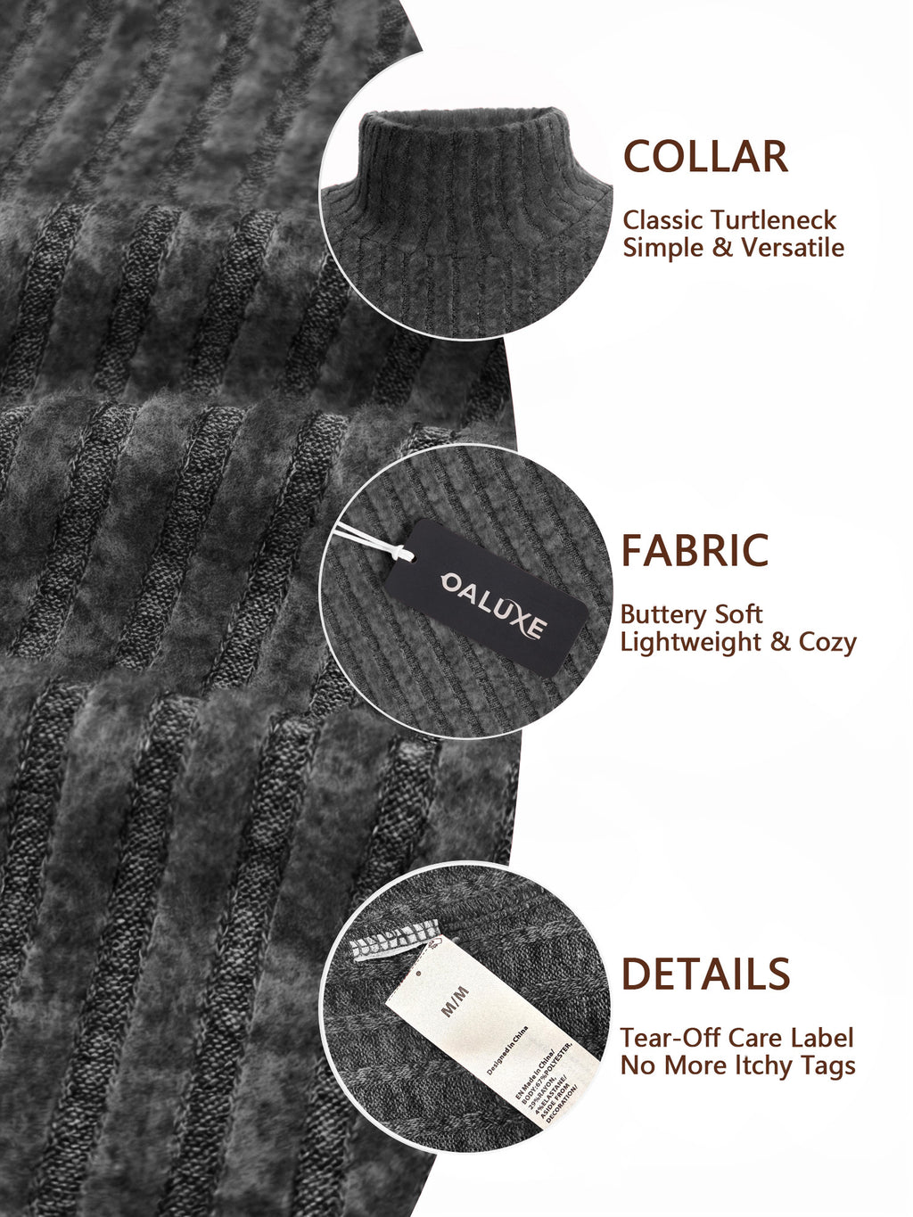 OALUXE Turtleneck Ribbed Long Sleeve Shirts for Mens Undershirts Knit Thermal Fitted Basic Tops