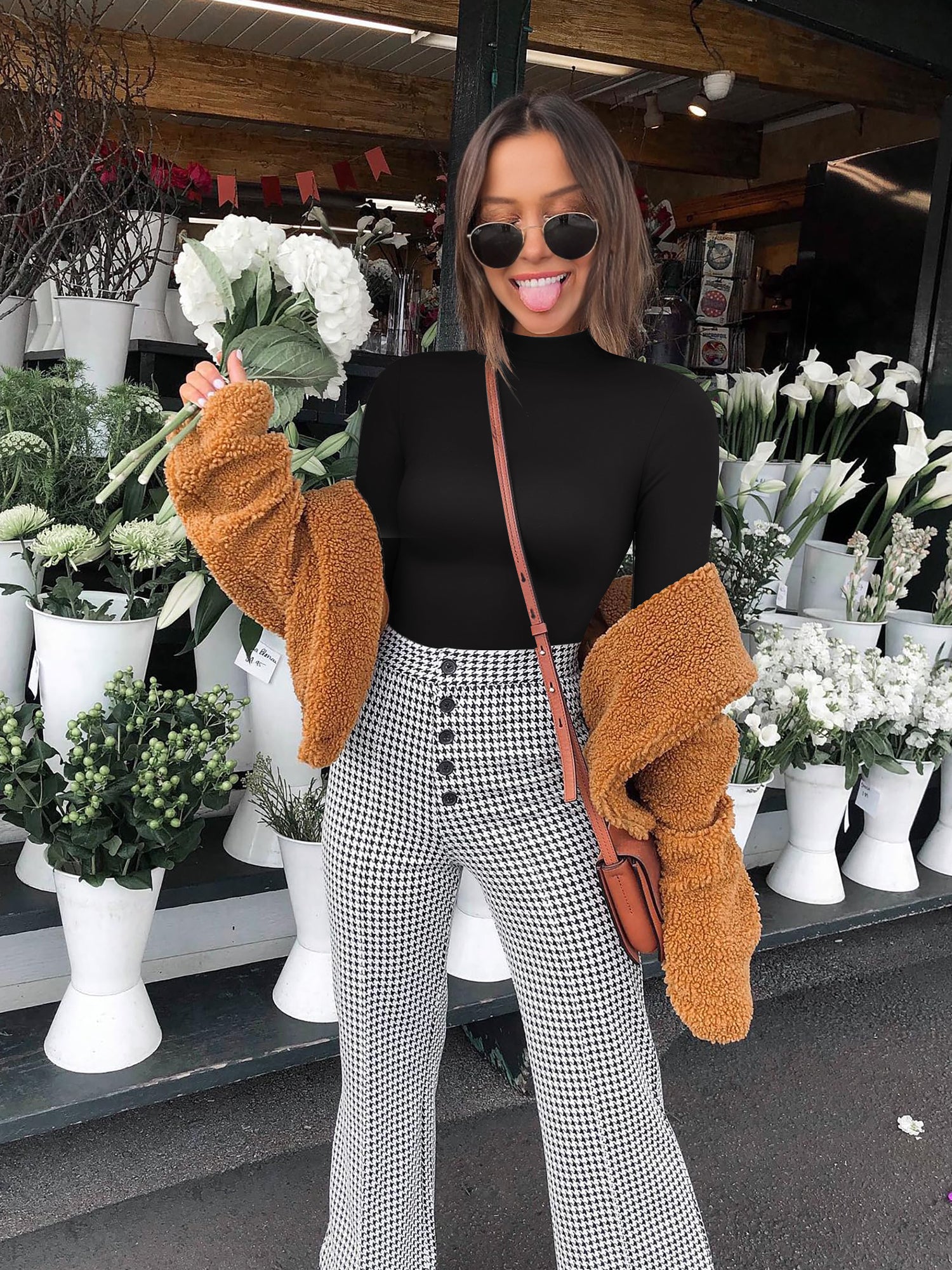 MOYIKO Mock Turtleneck for Women Long Sleeve Body Suits Womens Fitted Tight Basic Tops