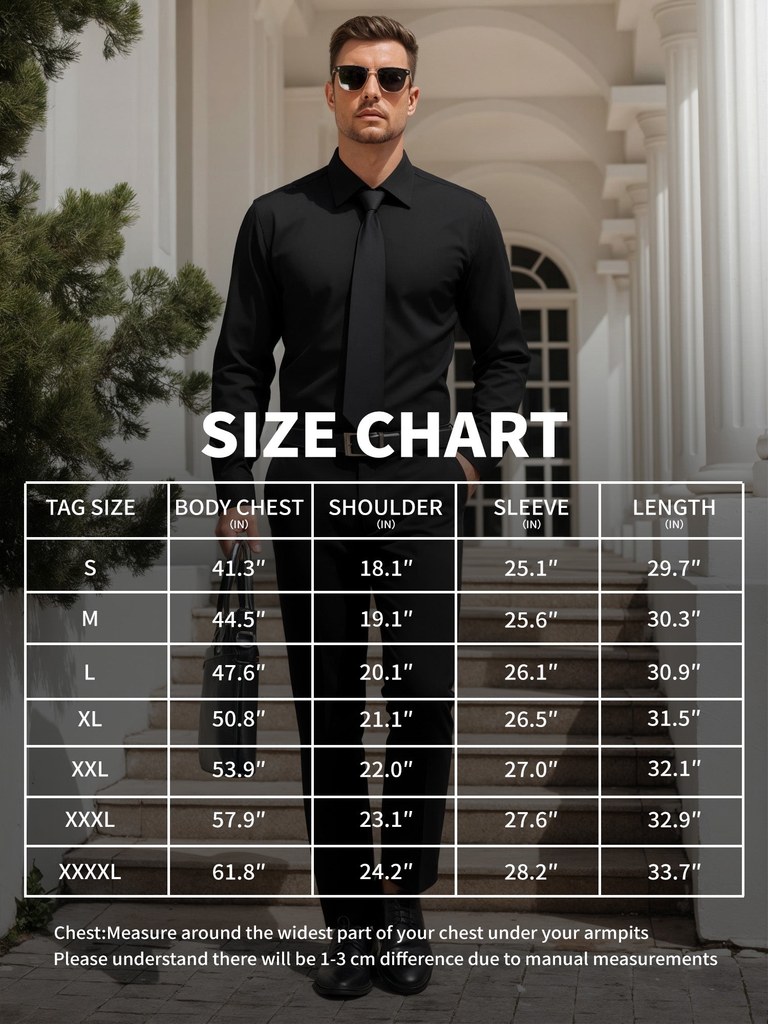 OALUXE Mens Dress Shirts Formal Long Sleeve Button Down Business Solid Shirt
