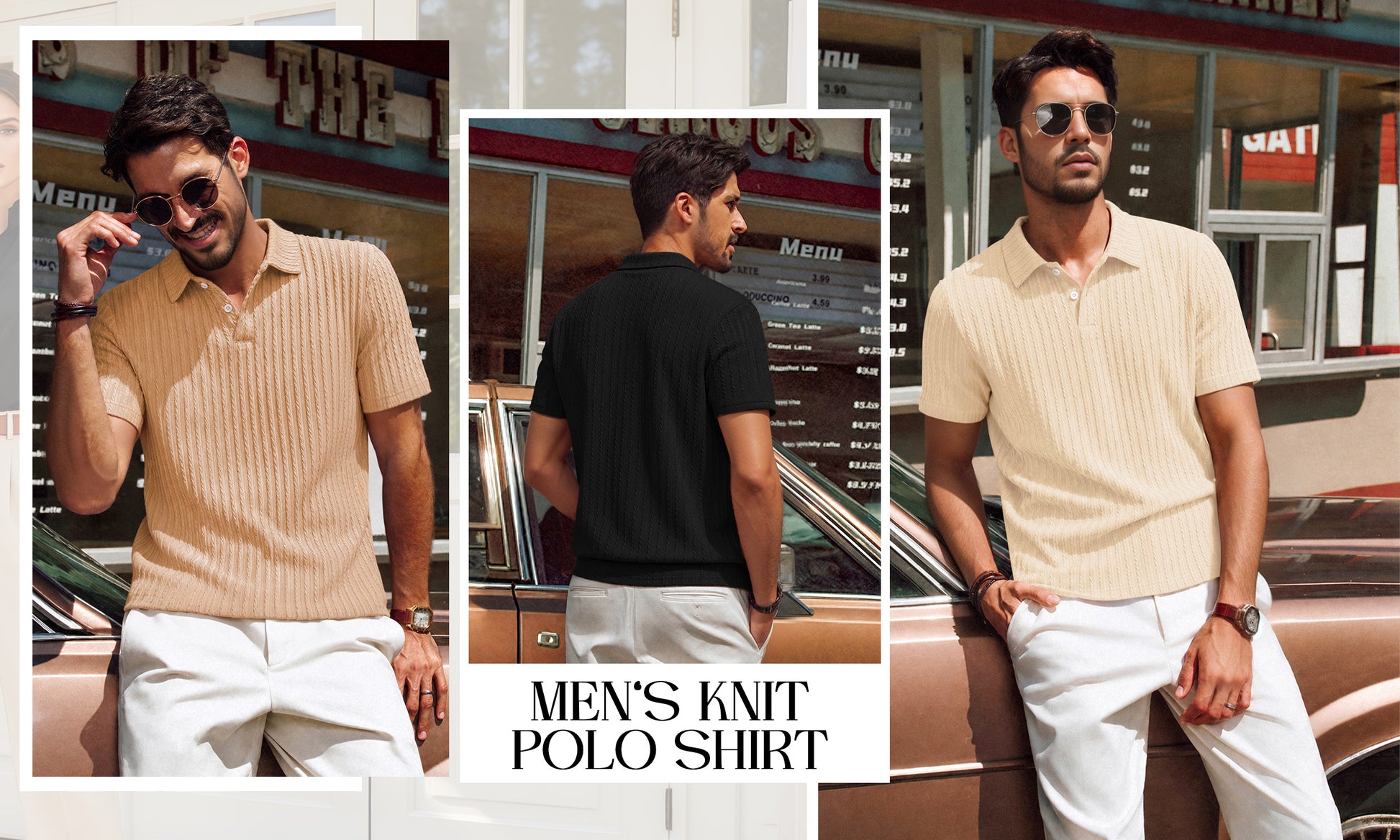 RICHCOIN Mens Casual Polo Shirt Summer Short Sleeve Vacation Button Beach Knit Stretchy Golf Shirts