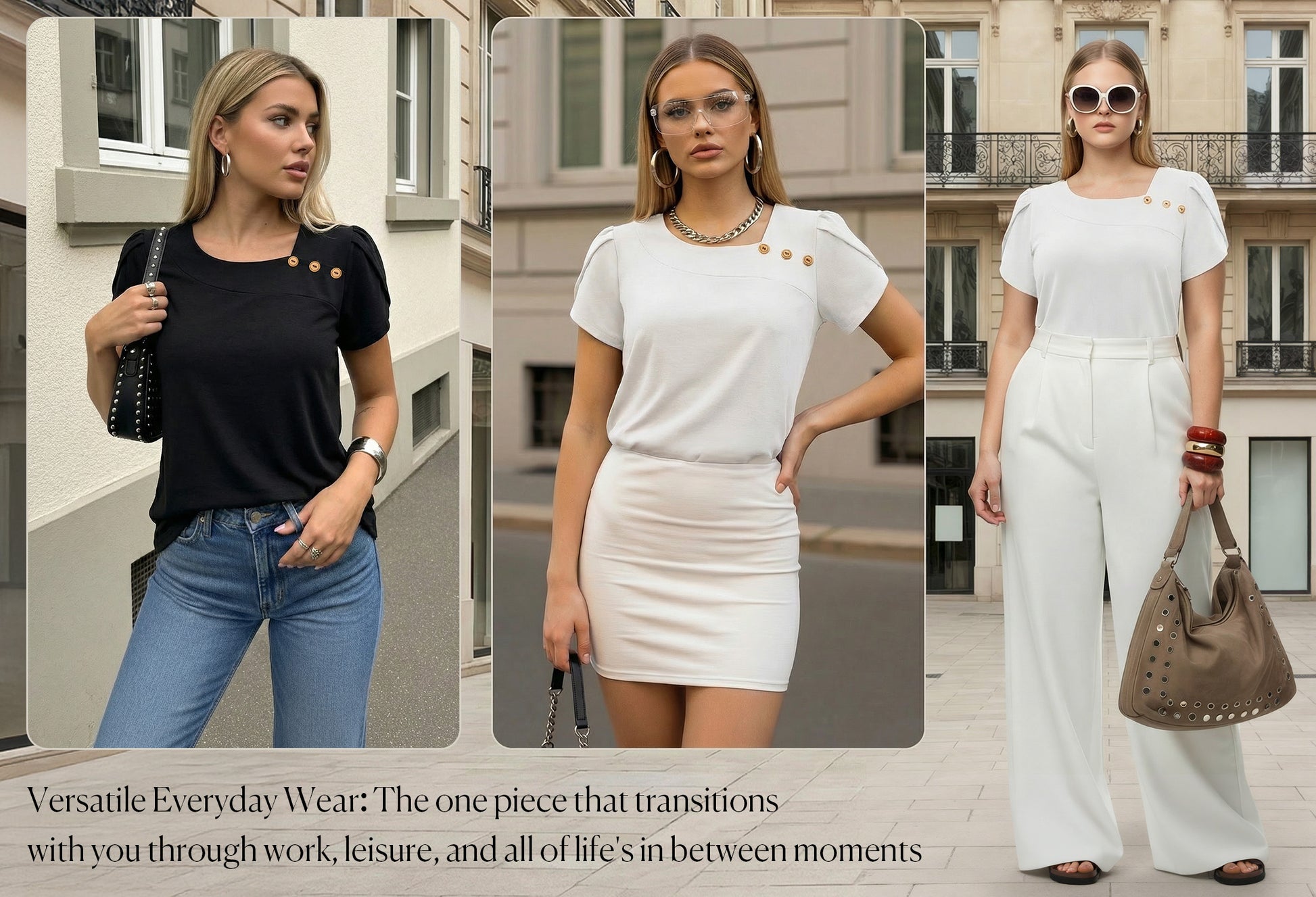 MOYIKO Womens Petal Sleeve Tops Summer Trendy T Shirt Casual Loose Square Neck Button Blouse Tees