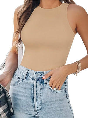 MOYIKO Tank Top for Women Sleeveless Bodysuits for Women Crewneck Summer Fitted Tight Tops