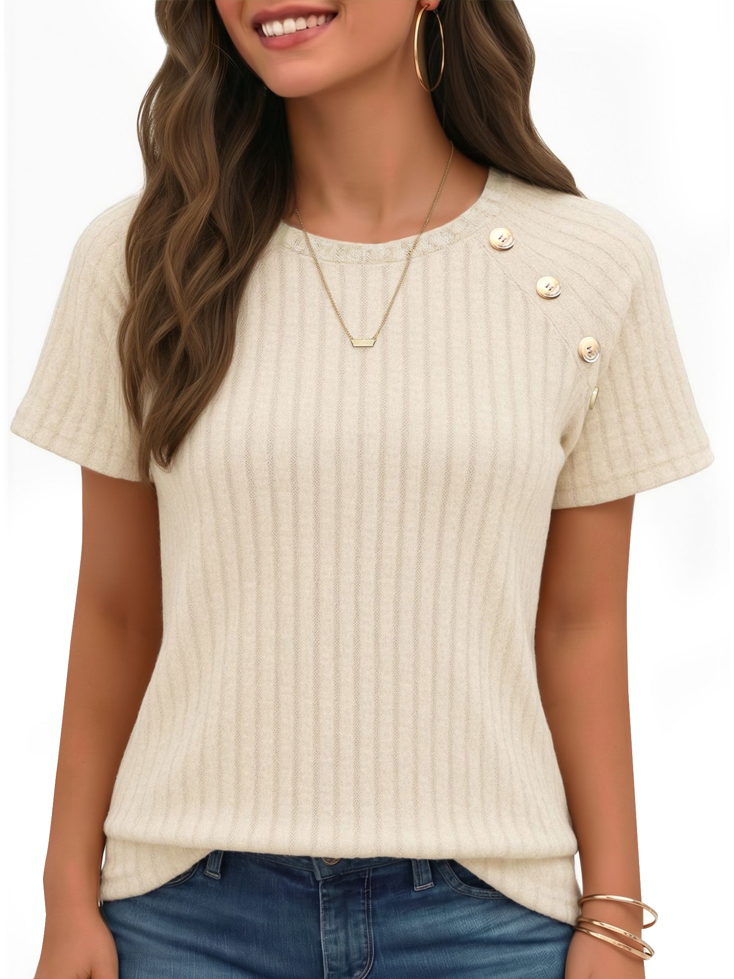 MOYIKO Short Sleeve Tunic Tops for Women Crew Neck Summer Shirts Business Blouses Dressy Casual