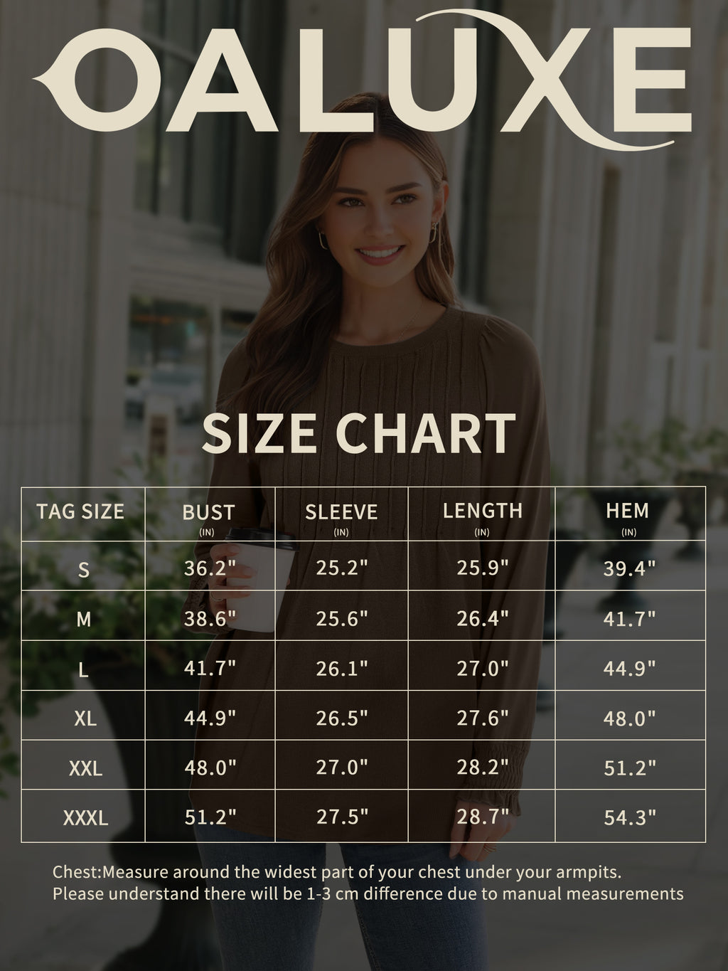 OALUXE Pleated Blouses for Women Long Sleeve Shirts Dressy Casual Tunic Tops with Smocked Cuffs