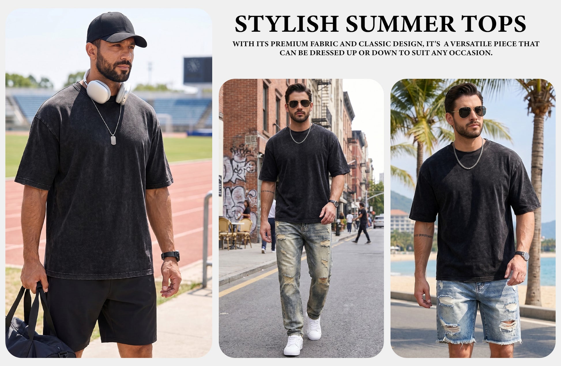 RICHCOIN Men's Oversized T-Shirts Loose Fit Vintage Washed Tee Unisex Short Sleeve Casual Tops