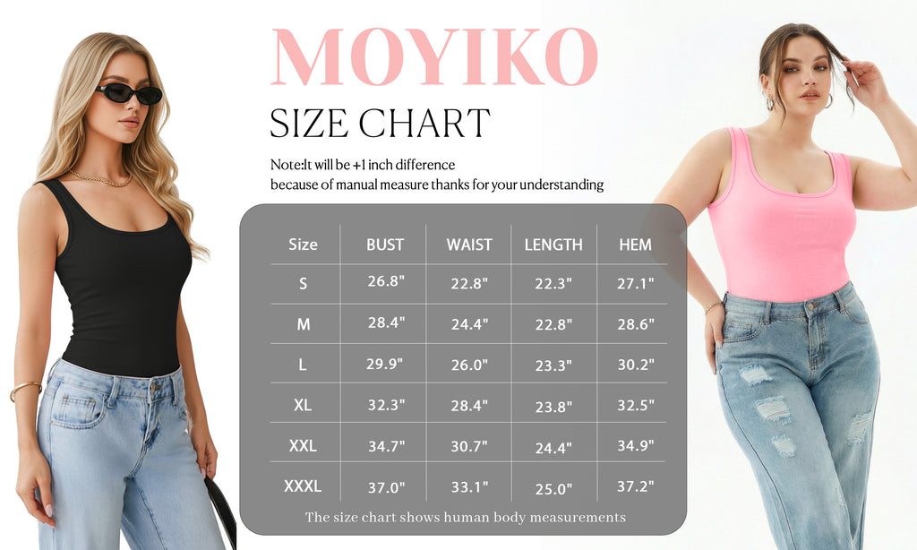 MOYIKO Tank Tops for Women Sleeveless Square Neck Ribbed Slim Fitted Summer Trendy T Shirts Basic Tees