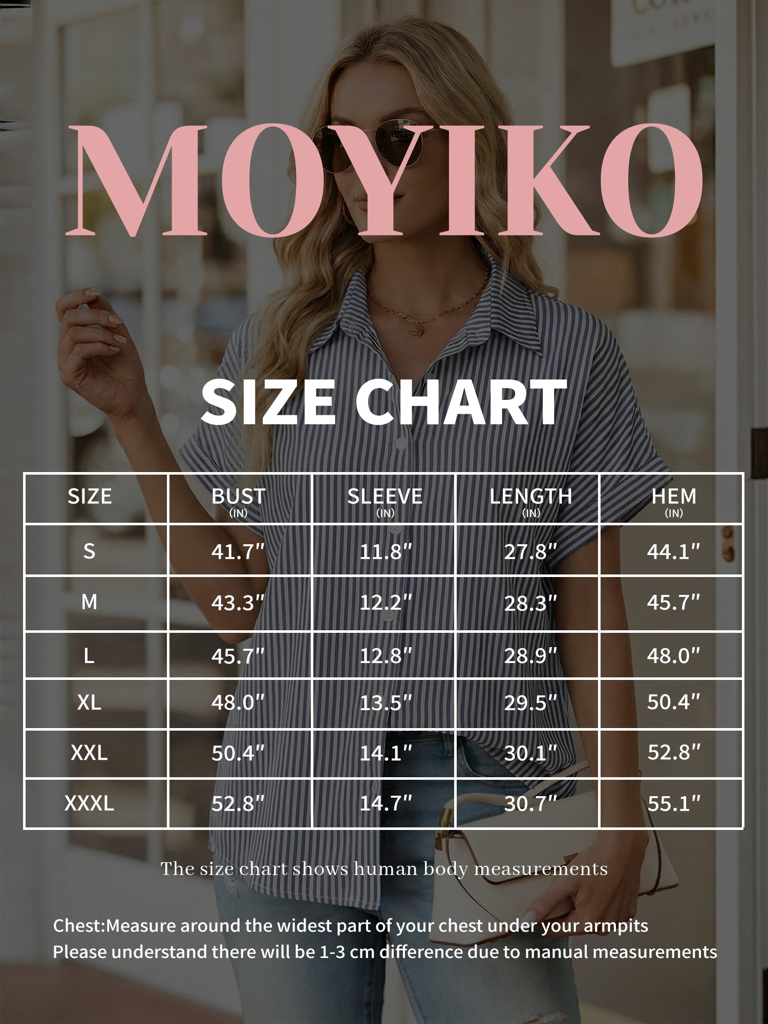 MOYIKO Short Sleeve Summer Tops for Women Casual Button Down Shirts Striped Business Work Blouses