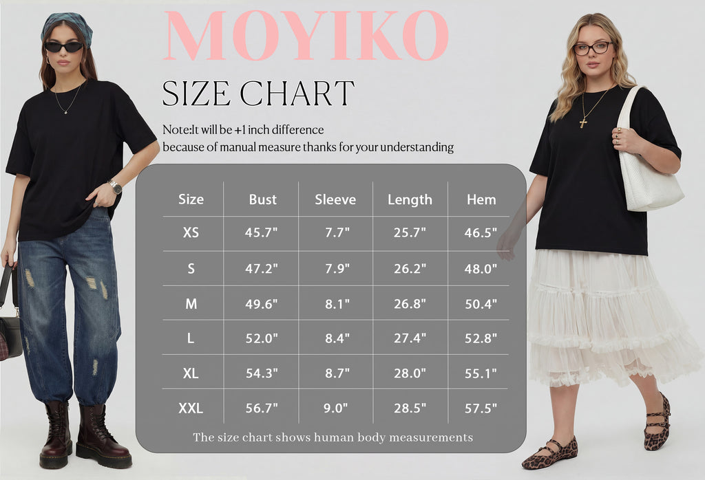 MOYIKO Womens Oversized T Shirts Crew Neck Short Sleeve Summer Trendy Tops Loose Fit Tee