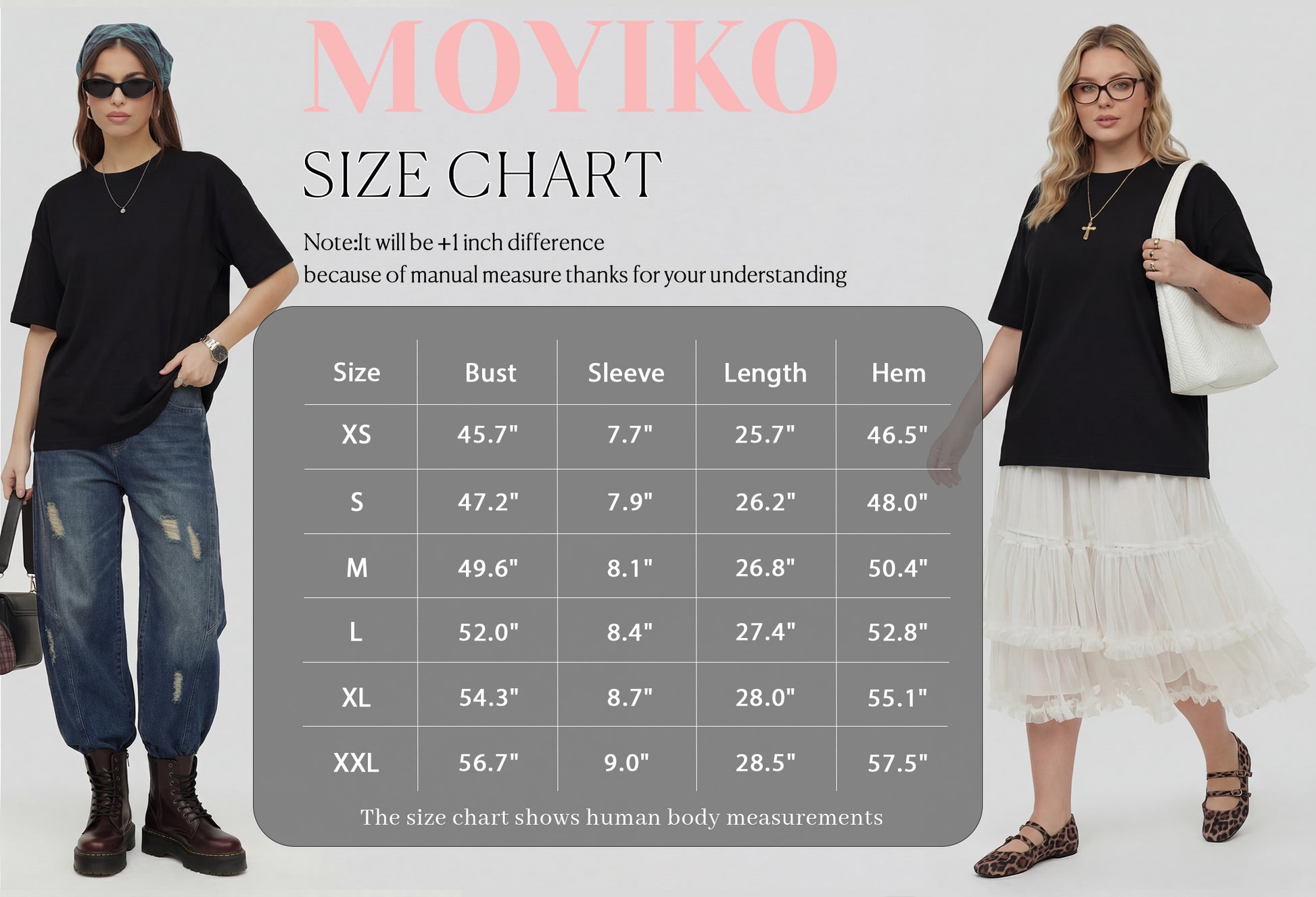 MOYIKO Womens Oversized T Shirts Crew Neck Short Sleeve Summer Trendy Tops Loose Fit Tee