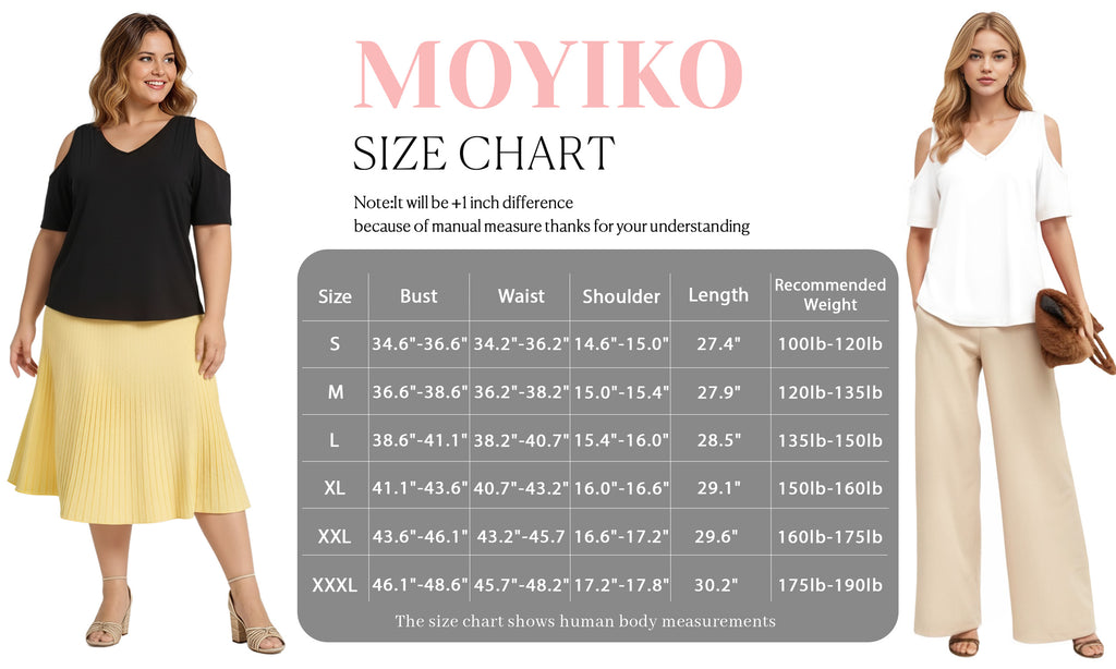 MOYIKO Women's Shirts Cold Shoulder Tops Summer Short Sleeve V Neck Loose Fit T Shirt Basic Black Tee Blouse