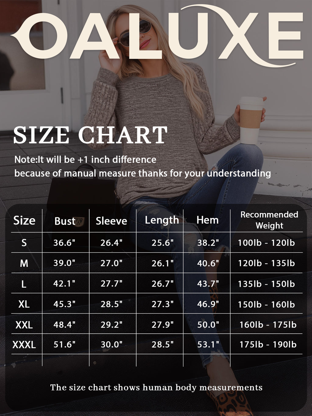 OALUXE Long Sleeve Shirts Blouses for Women Dressy Casual Tunic Tops Loose Fit Pullover Sweaters