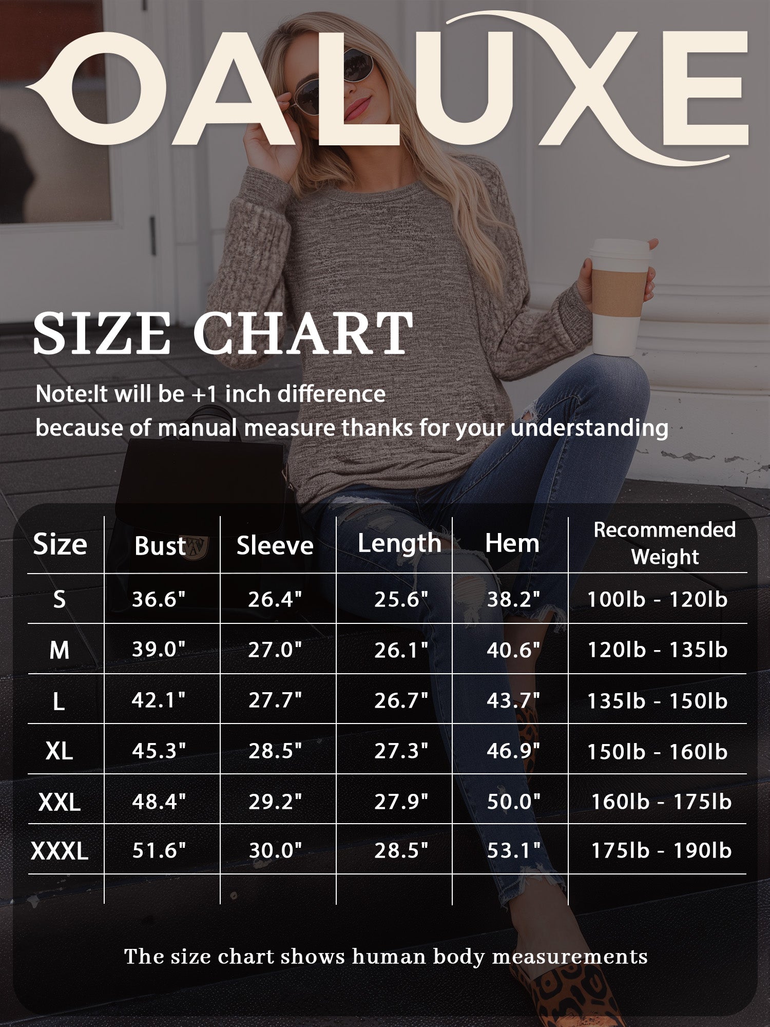 OALUXE Long Sleeve Shirts Blouses for Women Dressy Casual Tunic Tops Loose Fit Pullover Sweaters