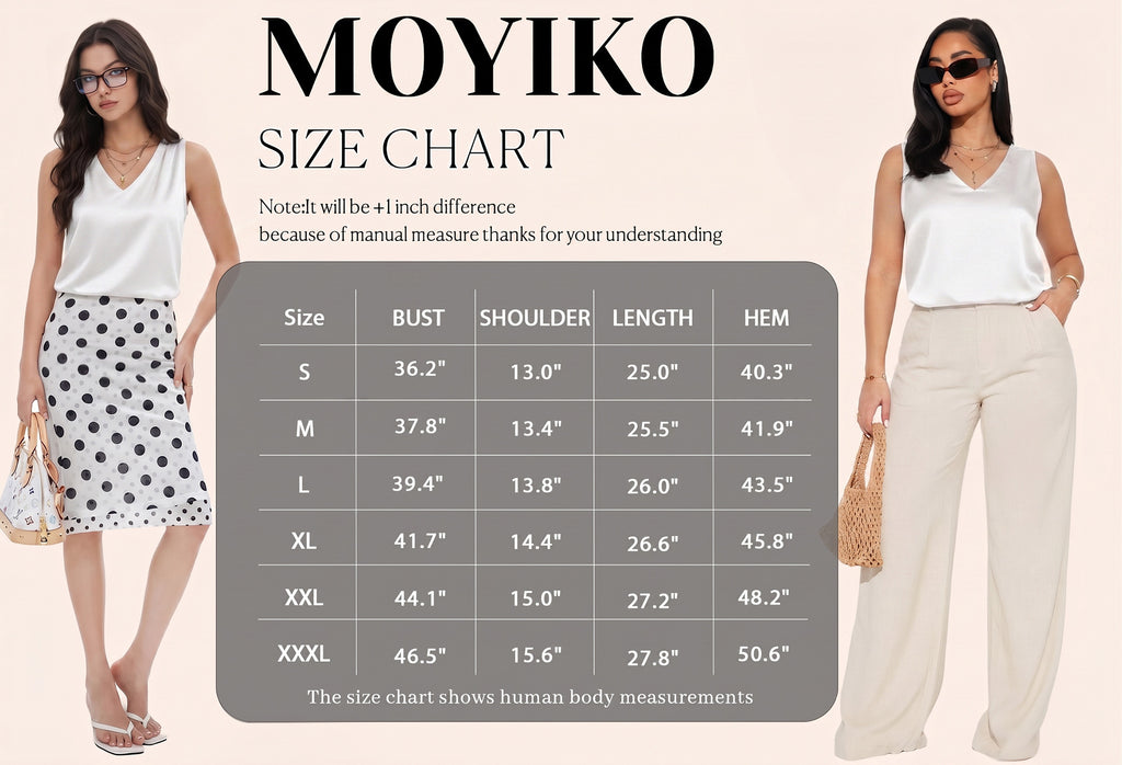 MOYIKO Tank Tops for Women Silk Satin V Neck Trendy Sleeveless Tops Dressy Casual Flowy Summer Shirts Loose Fit