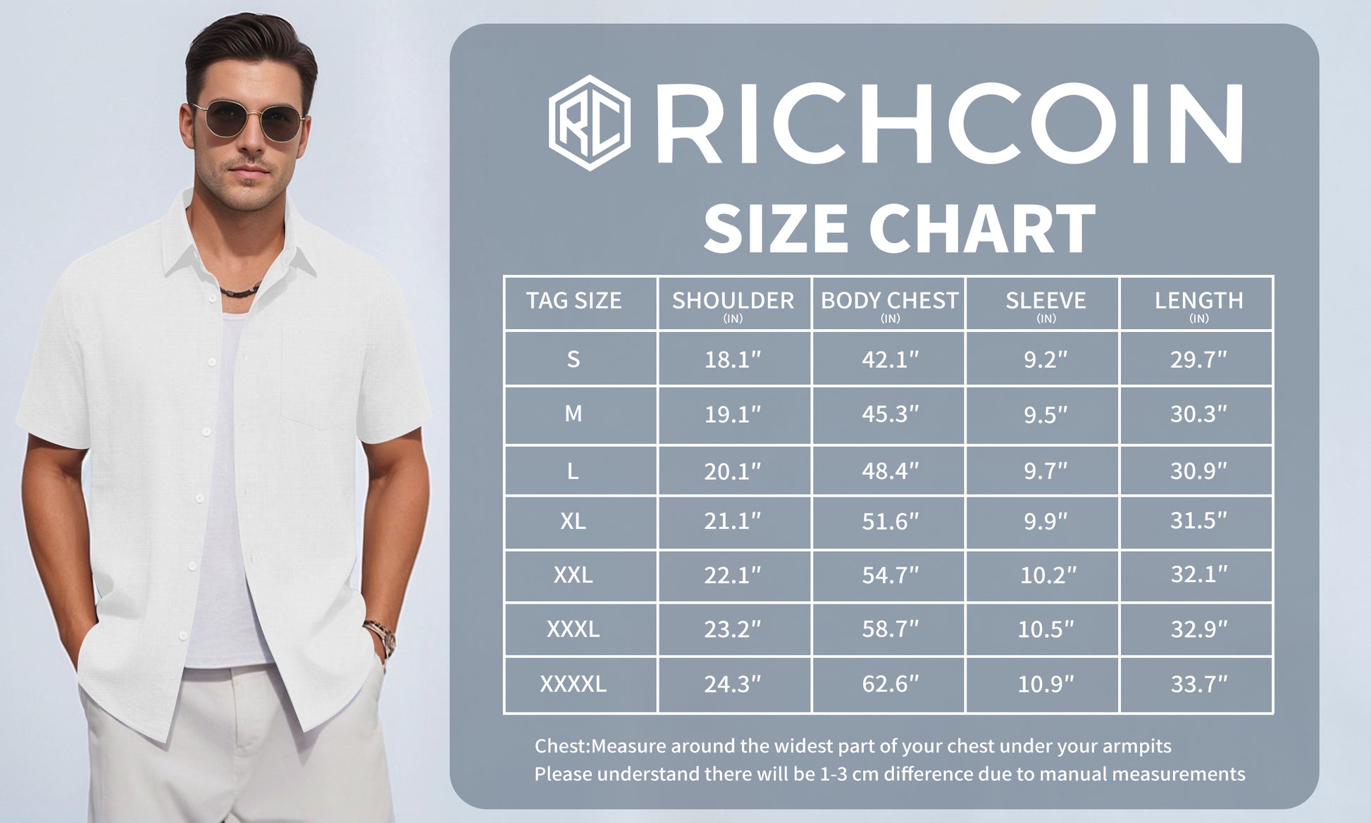 RICHCOIN Mens Linen Shirts Short Sleeve Button Down Dress Shirts for Men Casual Summer Tops Beach