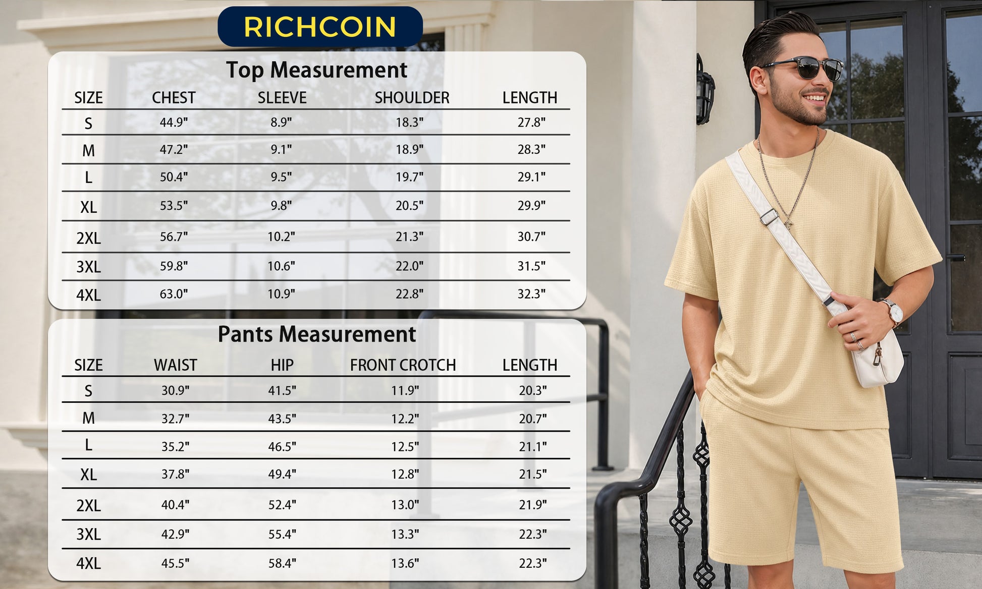 RICHCOIN Mens 2 Piece Sets Casual Outfit Summer Vacation Beach Short Sleeve T Shirts and Shorts for Men