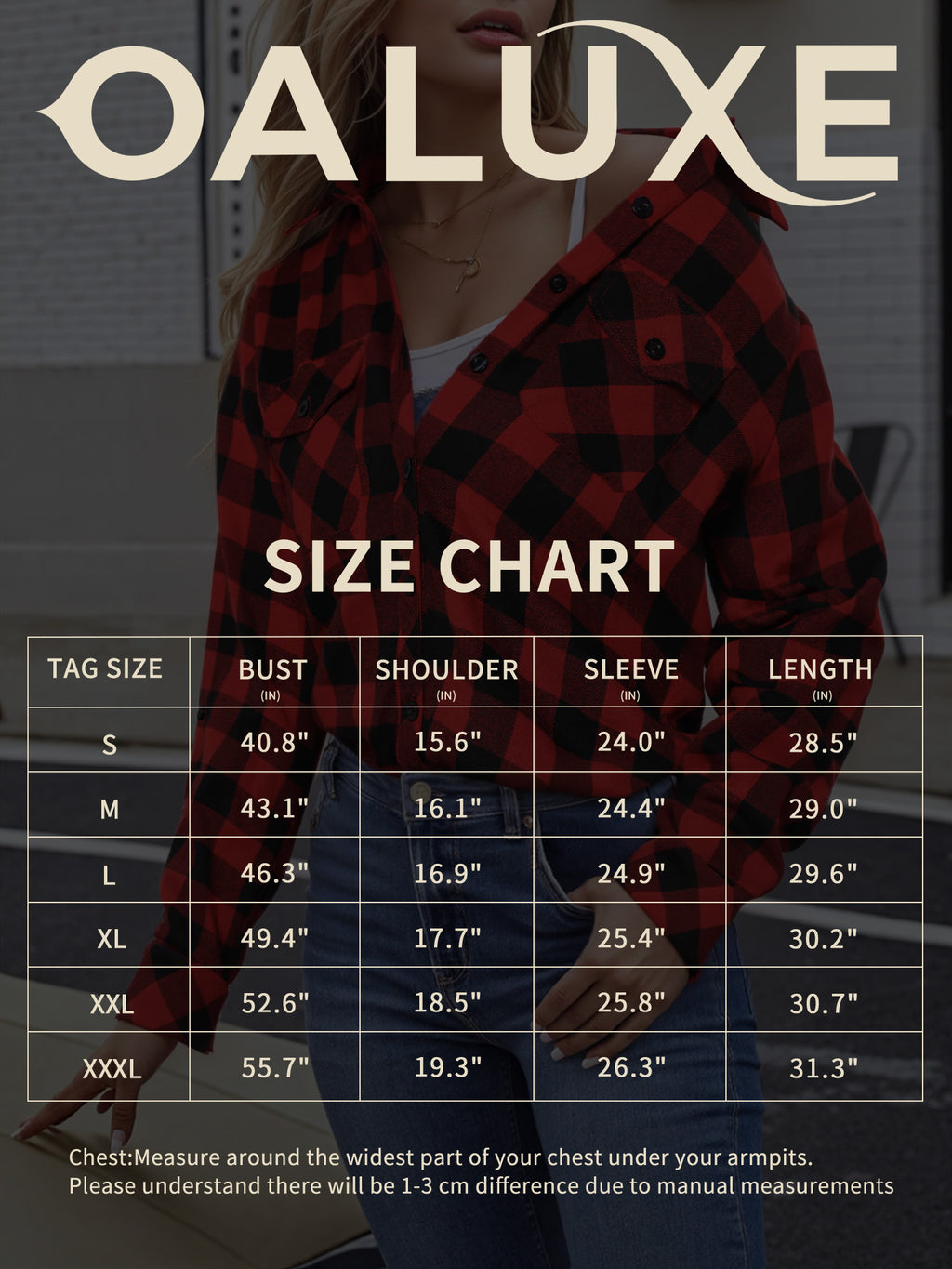 OALUXE Plaid Shirts for Women Roll Up Long Sleeve Casual Button Down Blouses Tops with Pockets
