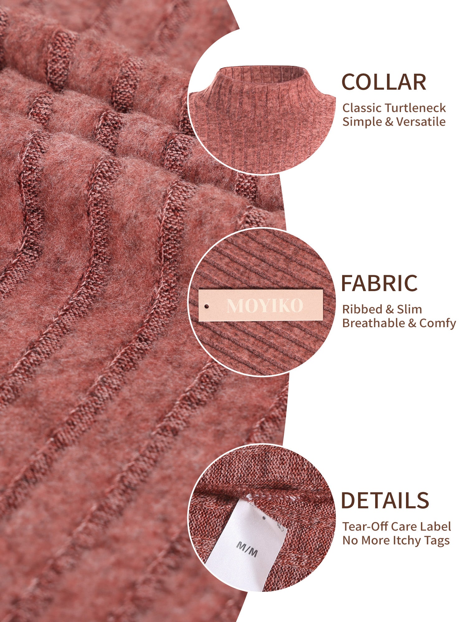 MOYIKO Mock Turtleneck Long Sleeve Shirts for Women Fitted Thermal Undershirts Lightweight Trendy Tops