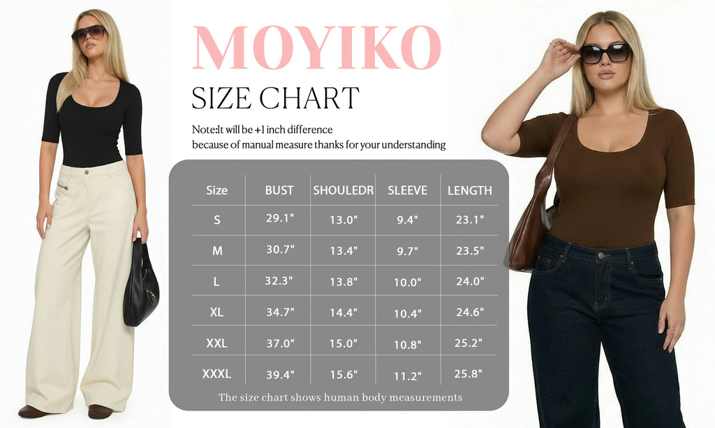 MOYIKO Womens Half Sleeve Scoop Neck Slim Fitted T Shirts Casual Basic Tees Summer Tops Clothes
