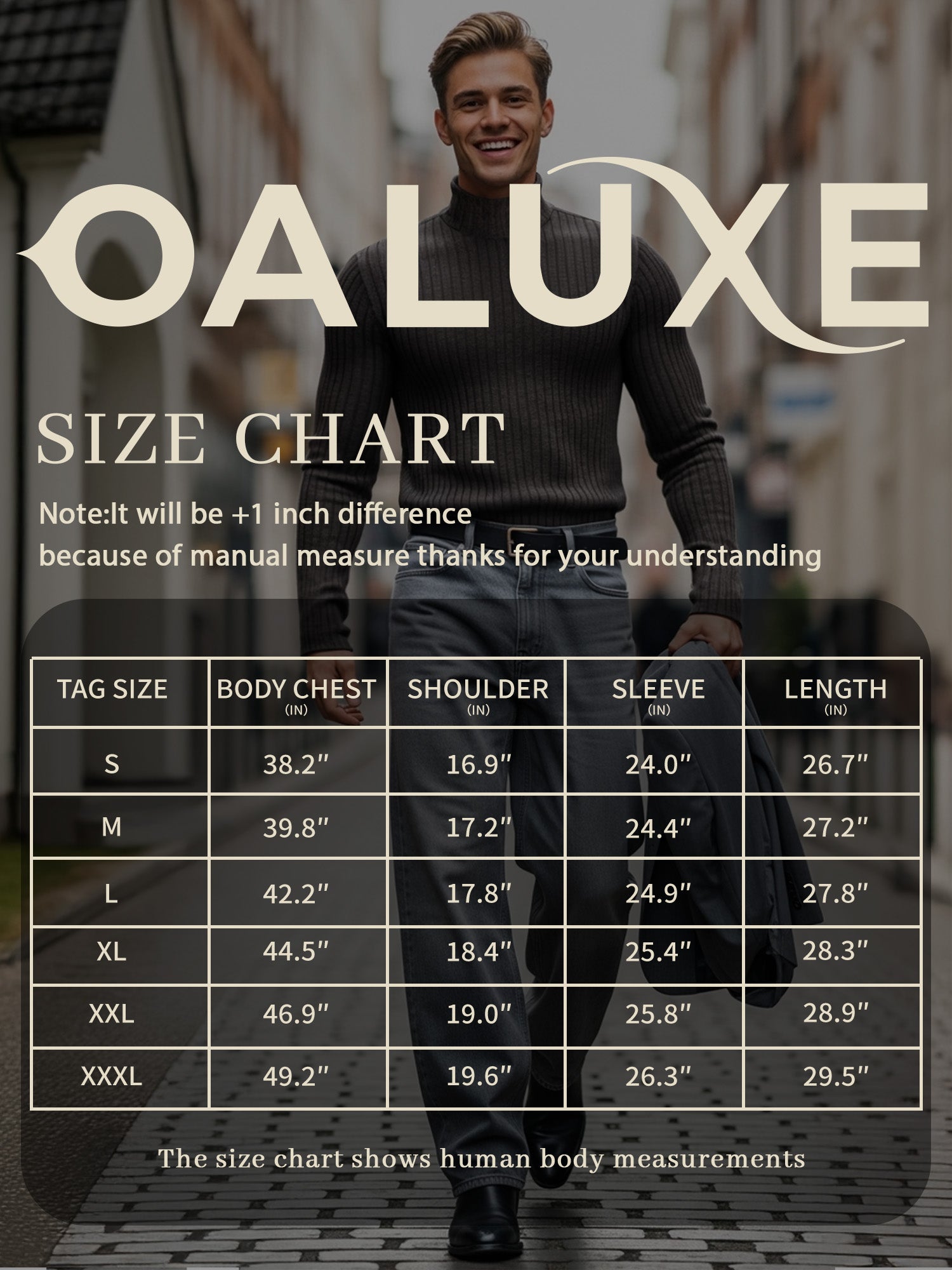 OALUXE Turtleneck Ribbed Long Sleeve Shirts for Mens Undershirts Knit Thermal Fitted Basic Tops