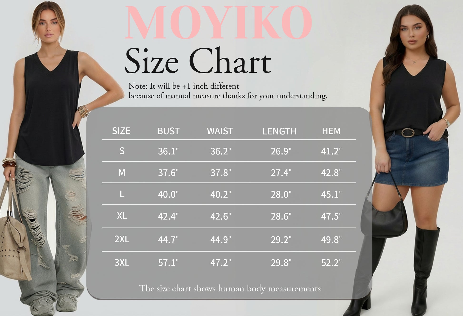 MOYIKO Tank Tops for Women Summer V Neck T Shirts Trendy Sleeveless Basic Tee Loose Fit