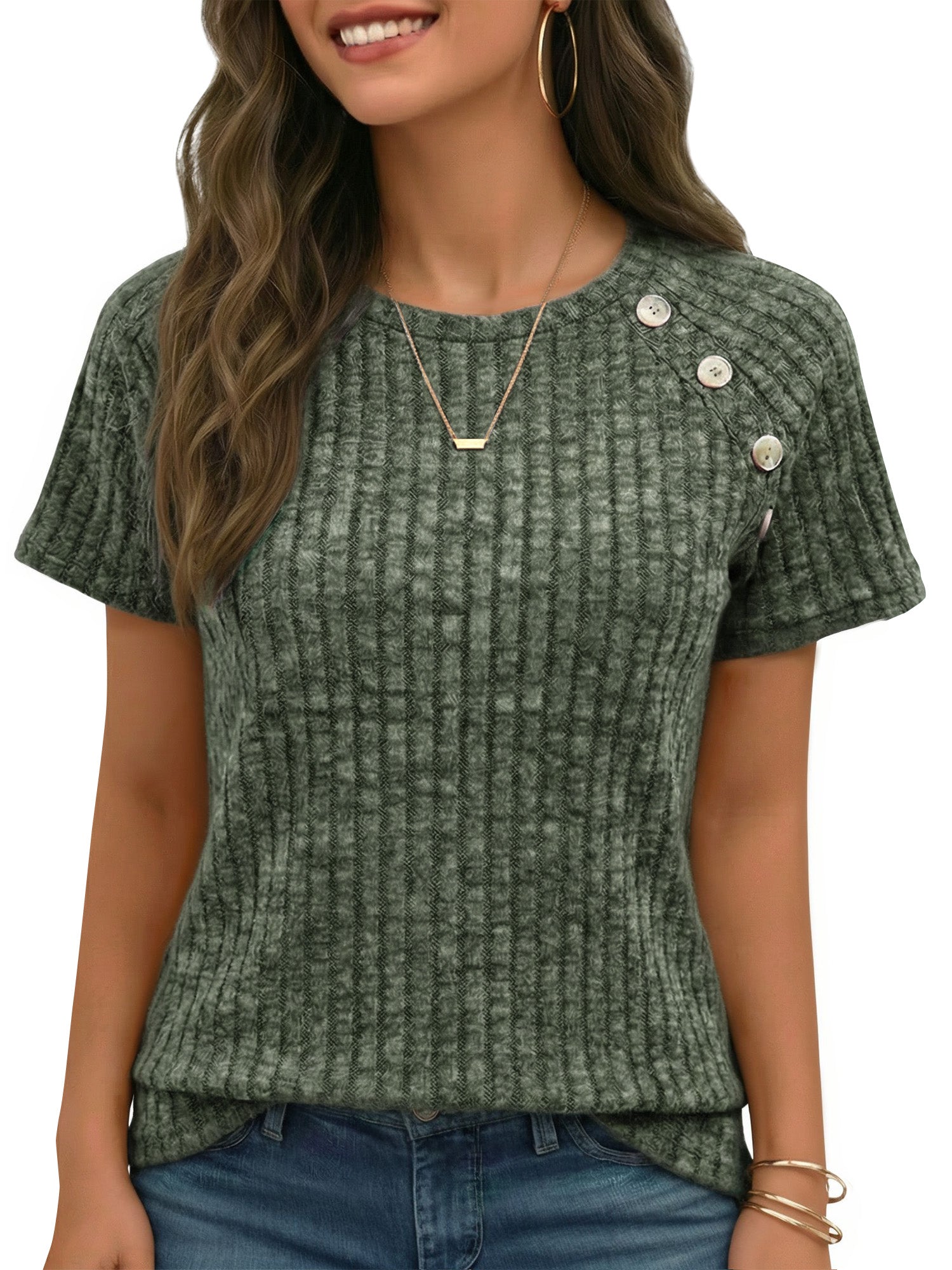 MOYIKO Short Sleeve Tunic Tops for Women Crew Neck Summer Shirts Business Blouses Dressy Casual
