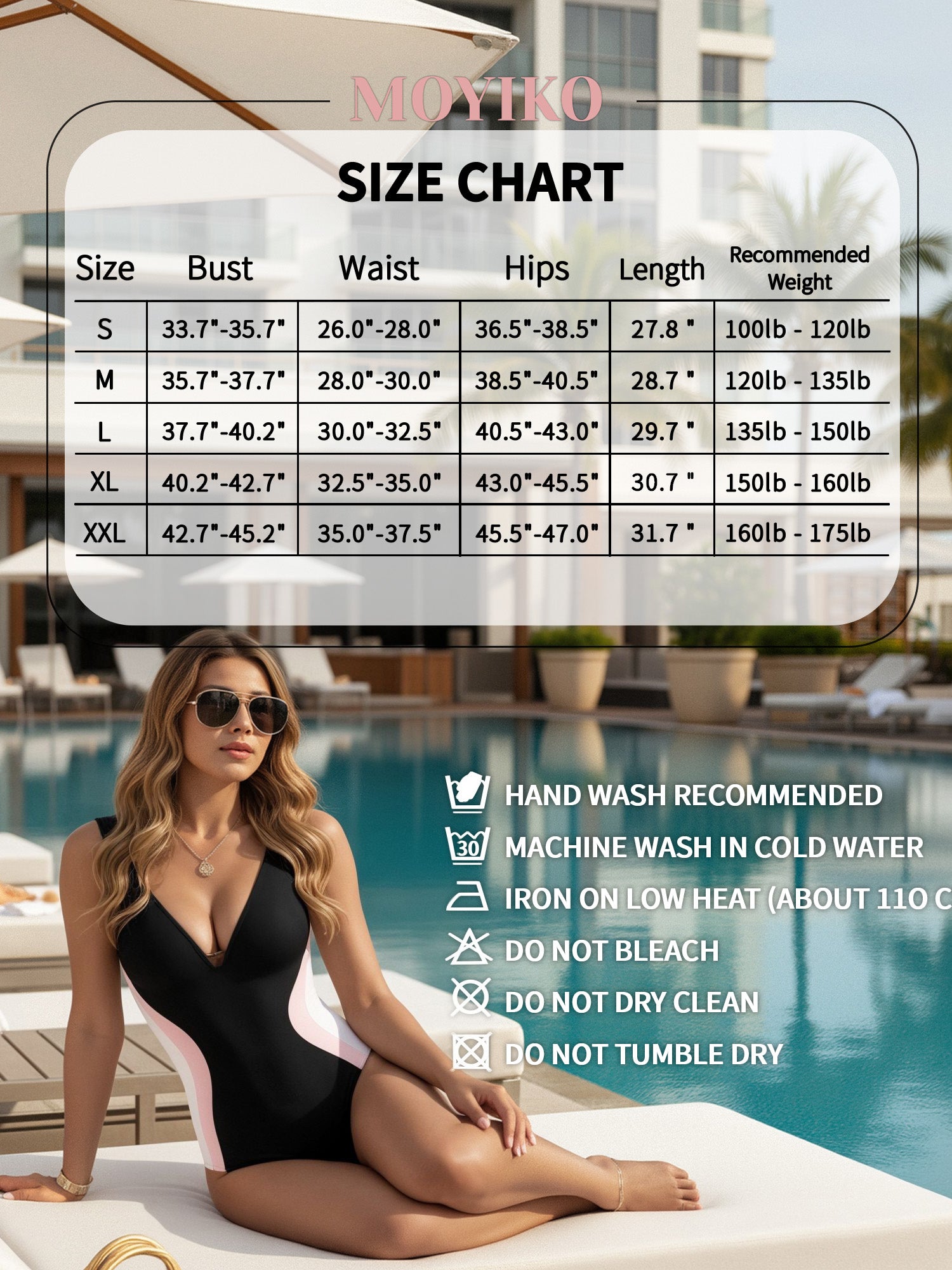 MOYIKO Womens One Piece Swimsuit Slimming Tummy Control Bathing Suit Color Block V Neck Shapewear