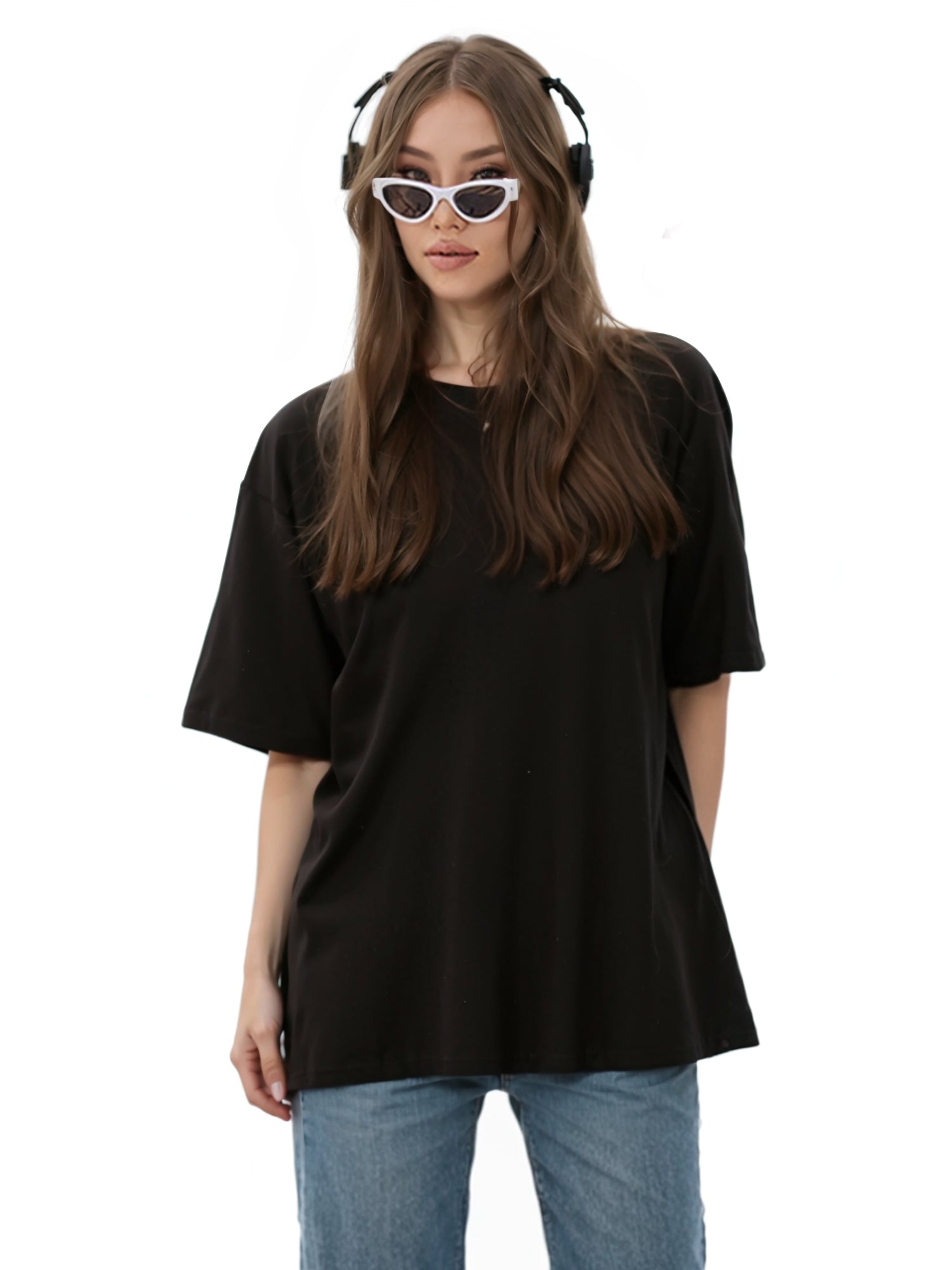 MOYIKO Oversized T Shirts for Women Crewneck Loose Fit Tee Summer Tops