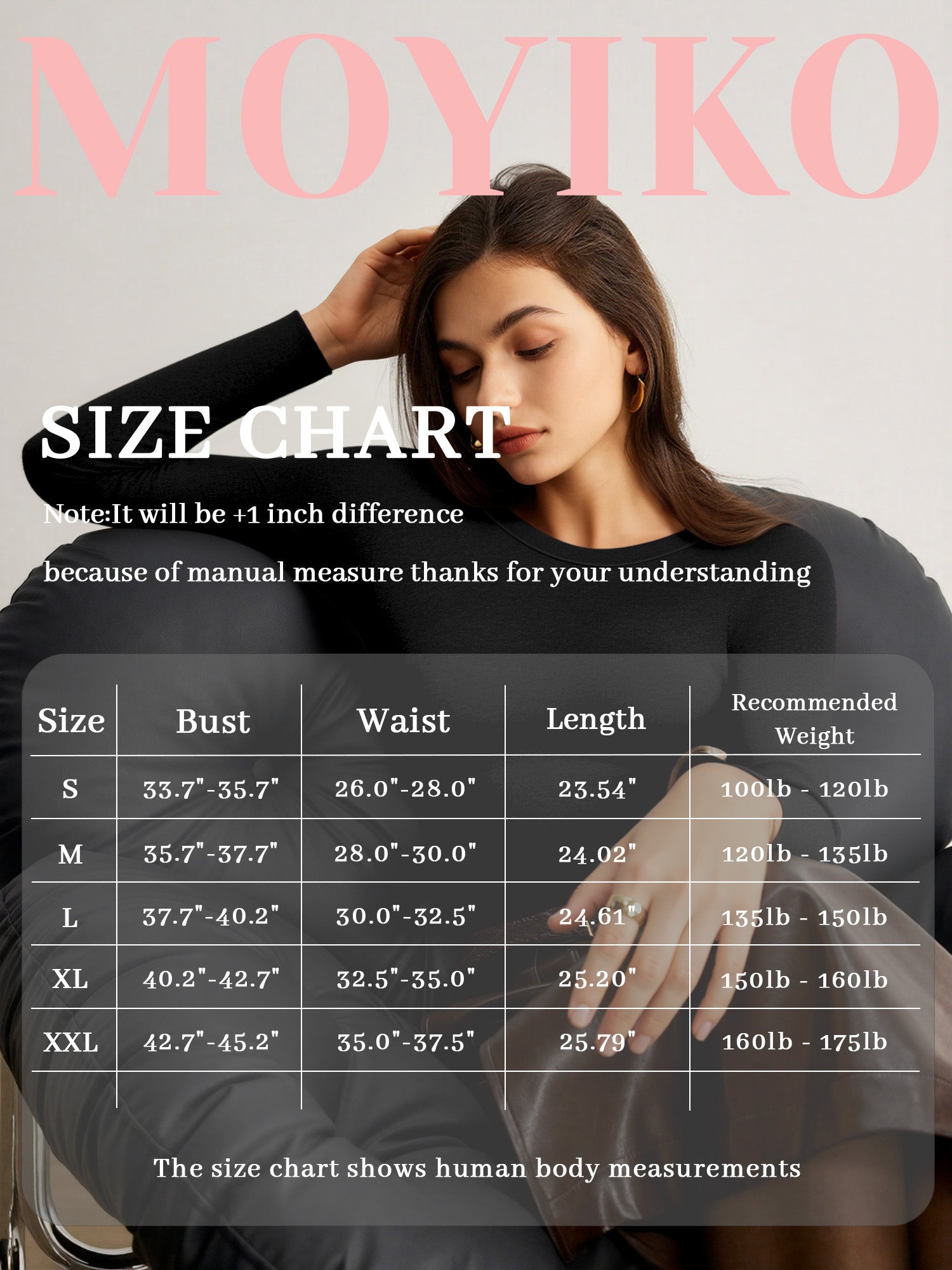MOYIKO Slim Fitted Thermal Long Sleeve Shirts for Women Undershirts Crewneck Basic Tees