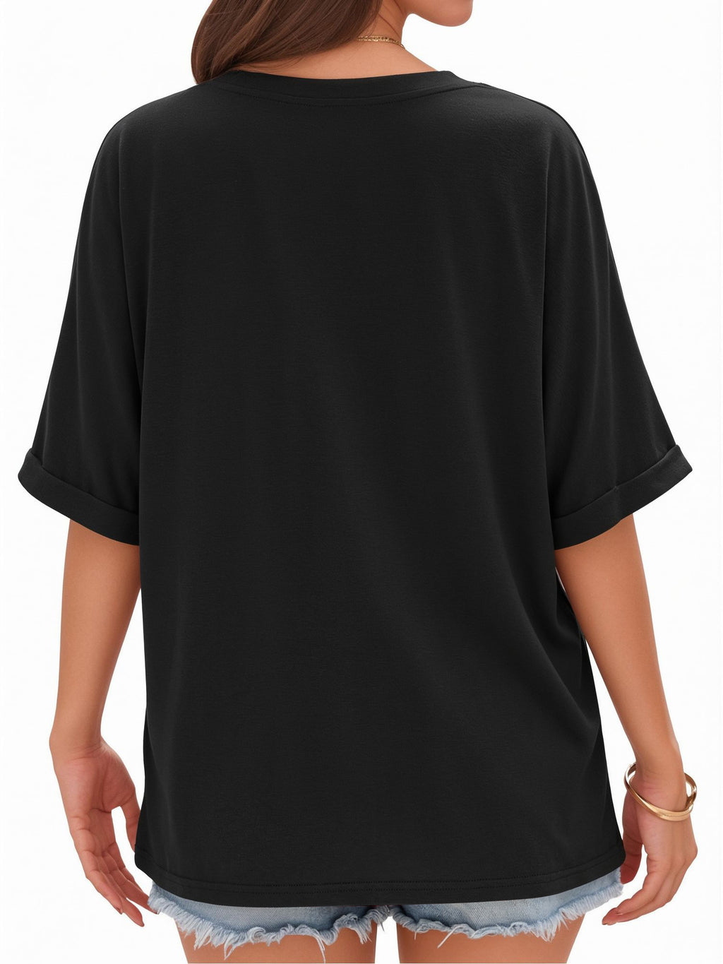 MOYIKO Oversized T shirts for Women V Neck Short Sleeve Loose Tees Summer Casual Basic Tops