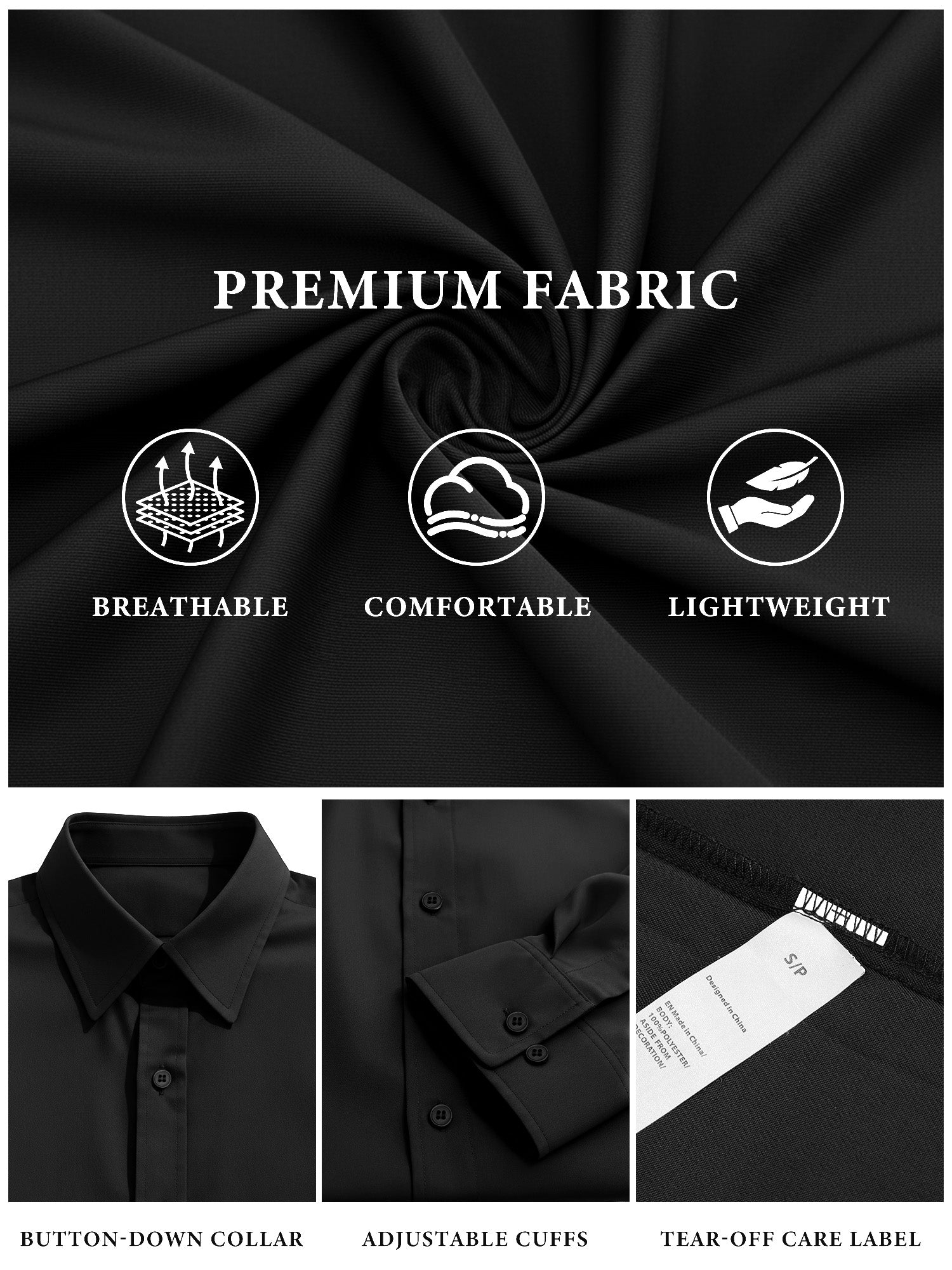 OALUXE Mens Dress Shirts Formal Long Sleeve Button Down Business Solid Shirt
