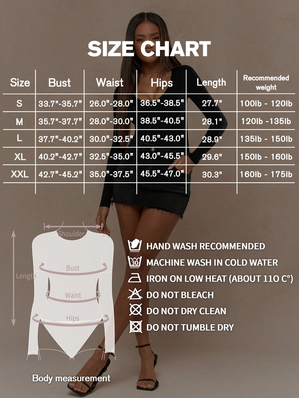 MOYIKO Fleece Lined V Neck Long Sleeve Bodysuit for Women Fitted Basic Tops