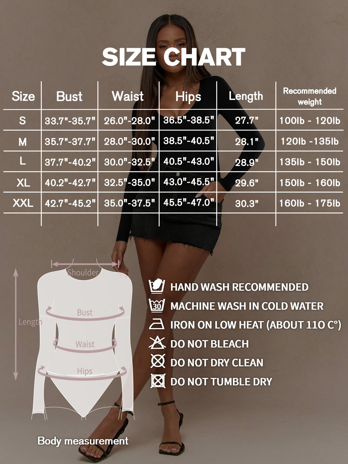 MOYIKO Fleece Lined V Neck Long Sleeve Bodysuit for Women Fitted Basic Tops