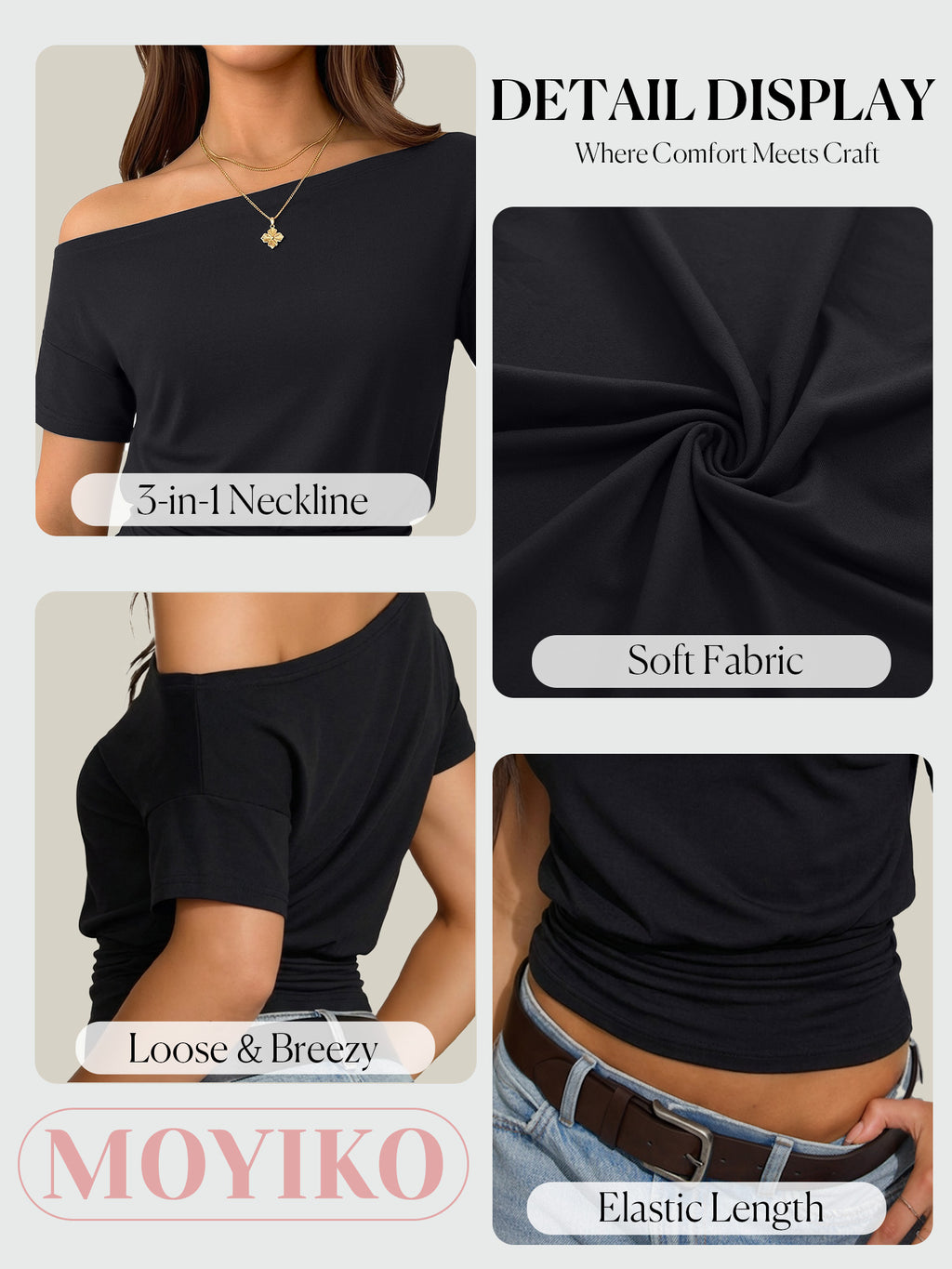 MOYIKO Womens Off The Shoulder Crop Tops Y2K T Shirts Top Short Sleeve Summer Trendy Fashion Clothes