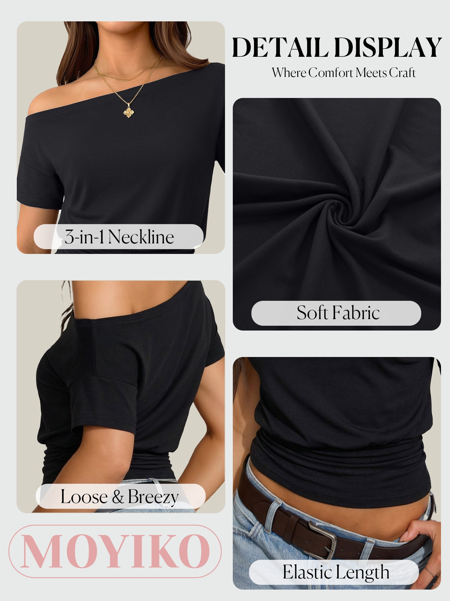 MOYIKO Womens Off The Shoulder Crop Tops Y2K T Shirts Top Short Sleeve Summer Trendy Fashion Clothes