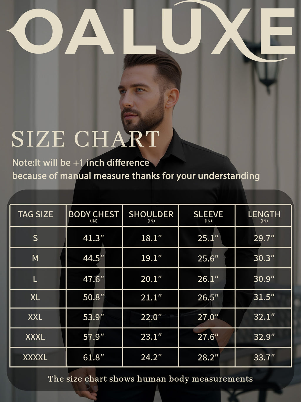 OALUXE Mens Dress Shirts Formal Long Sleeve Button Down Business Solid Shirt