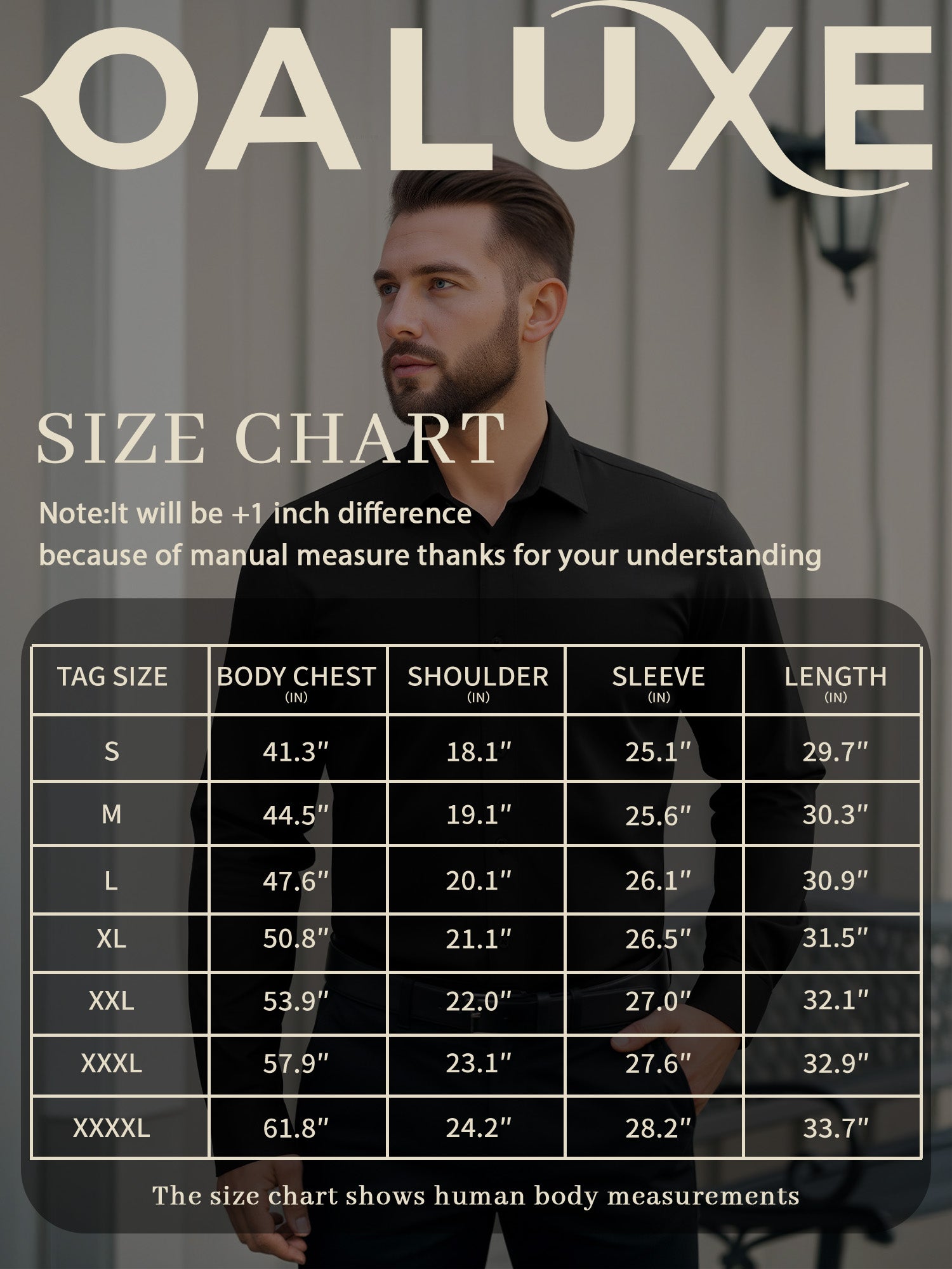 OALUXE Mens Dress Shirts Formal Long Sleeve Button Down Business Solid Shirt