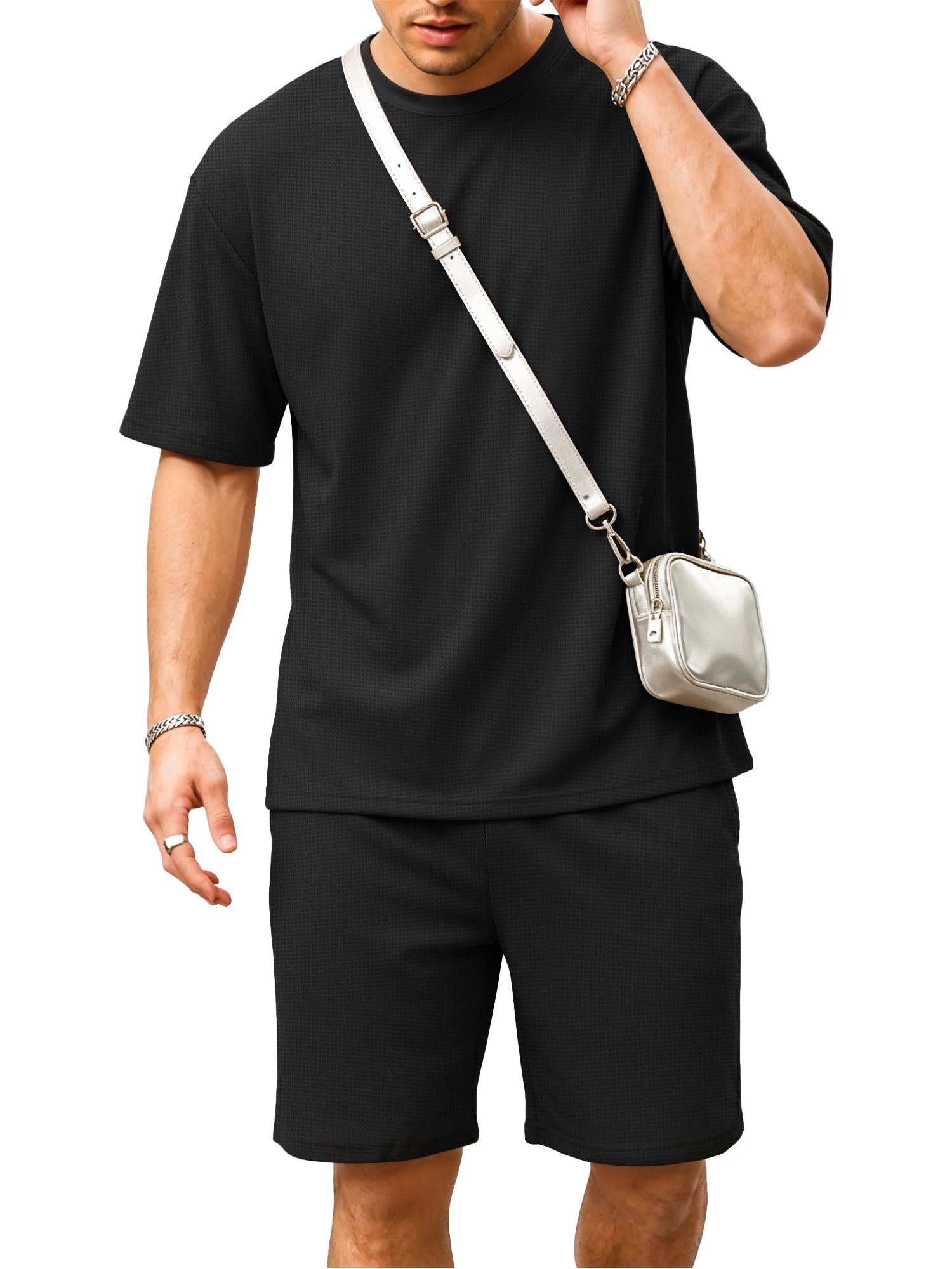 RICHCOIN Mens 2 Piece Sets Casual Outfit Summer Vacation Beach Short Sleeve T Shirts and Shorts for Men