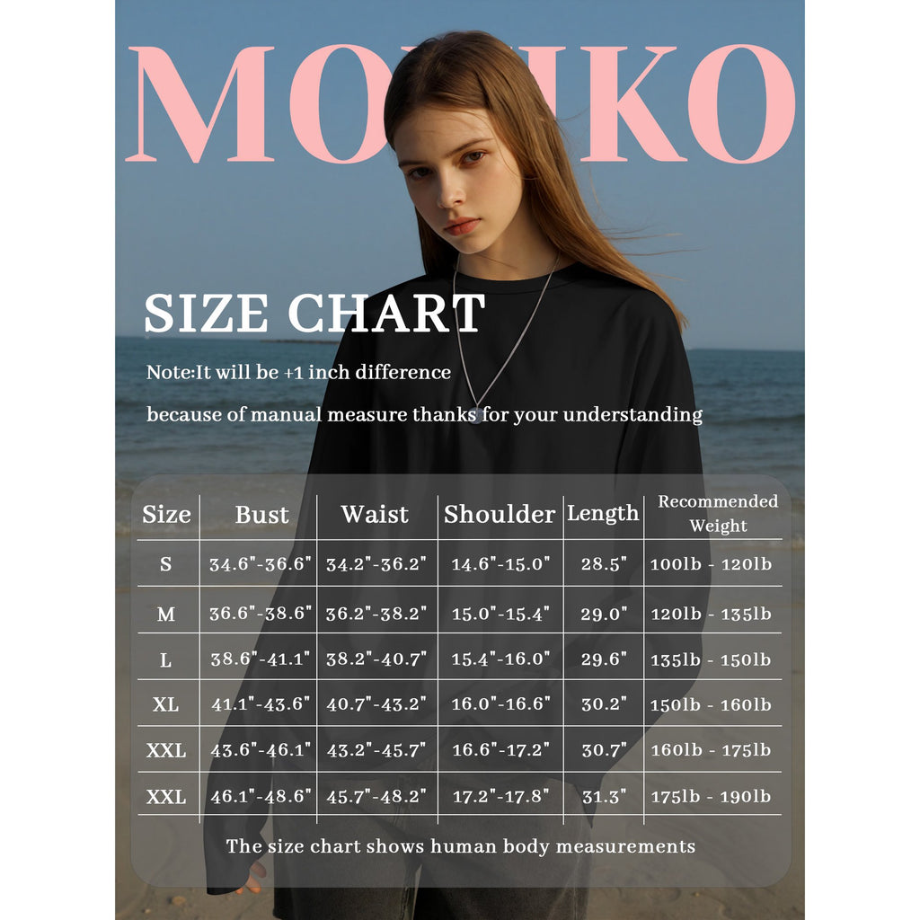 MOYIKO Oversized Long Sleeve Shirts for Women Casual Crewneck Loose Fit Tees Tops