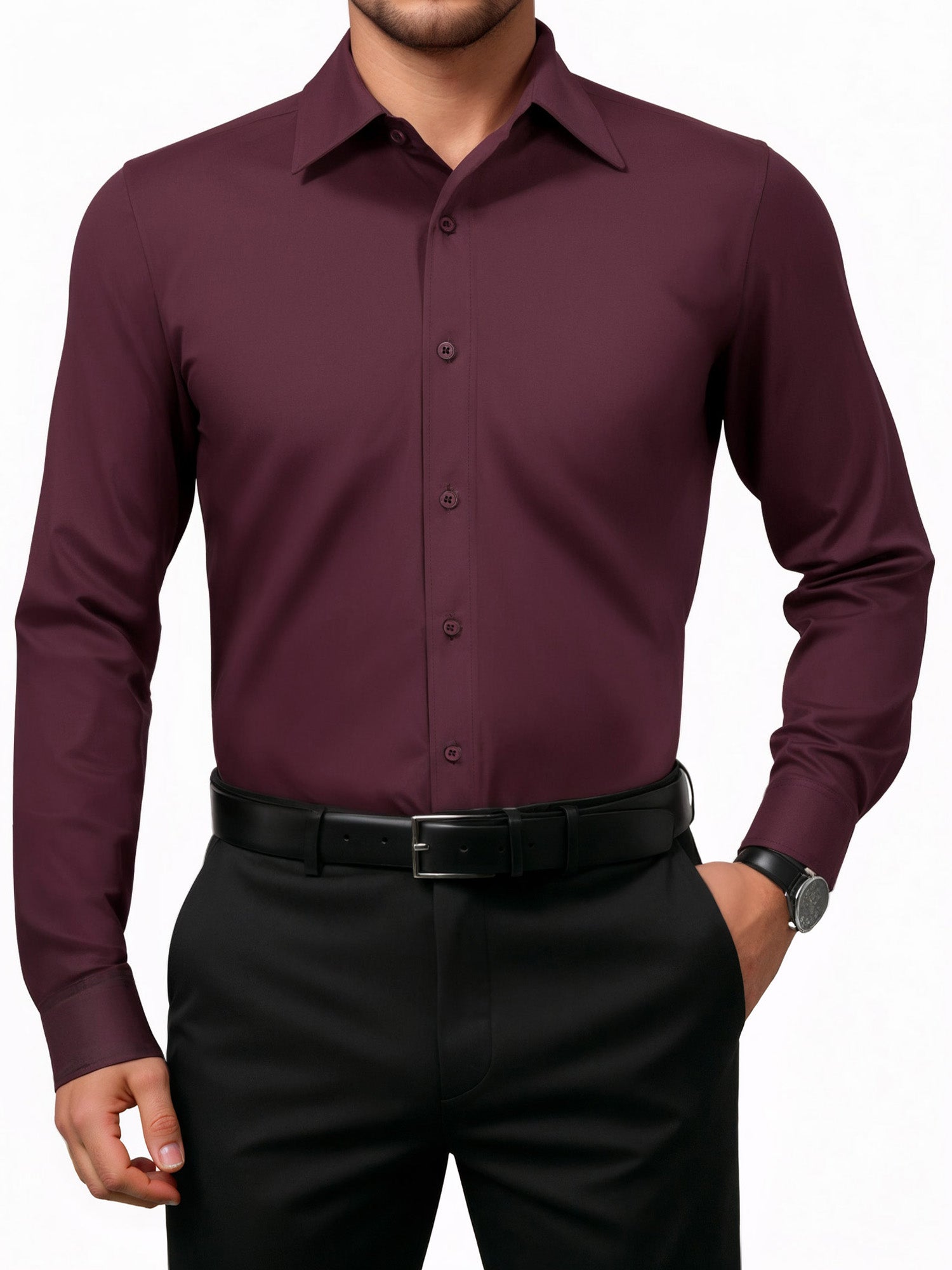 OALUXE Mens Dress Shirts Formal Long Sleeve Button Down Business Solid Shirt