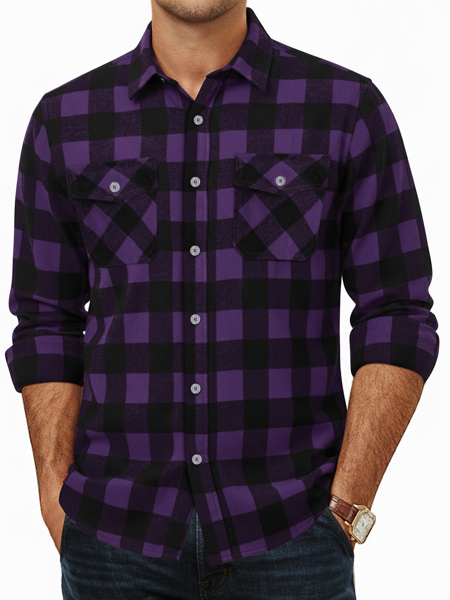 OALUXE Flannel Shirt for Men Long Sleeve Button Down Plaid Shirts with Pocket