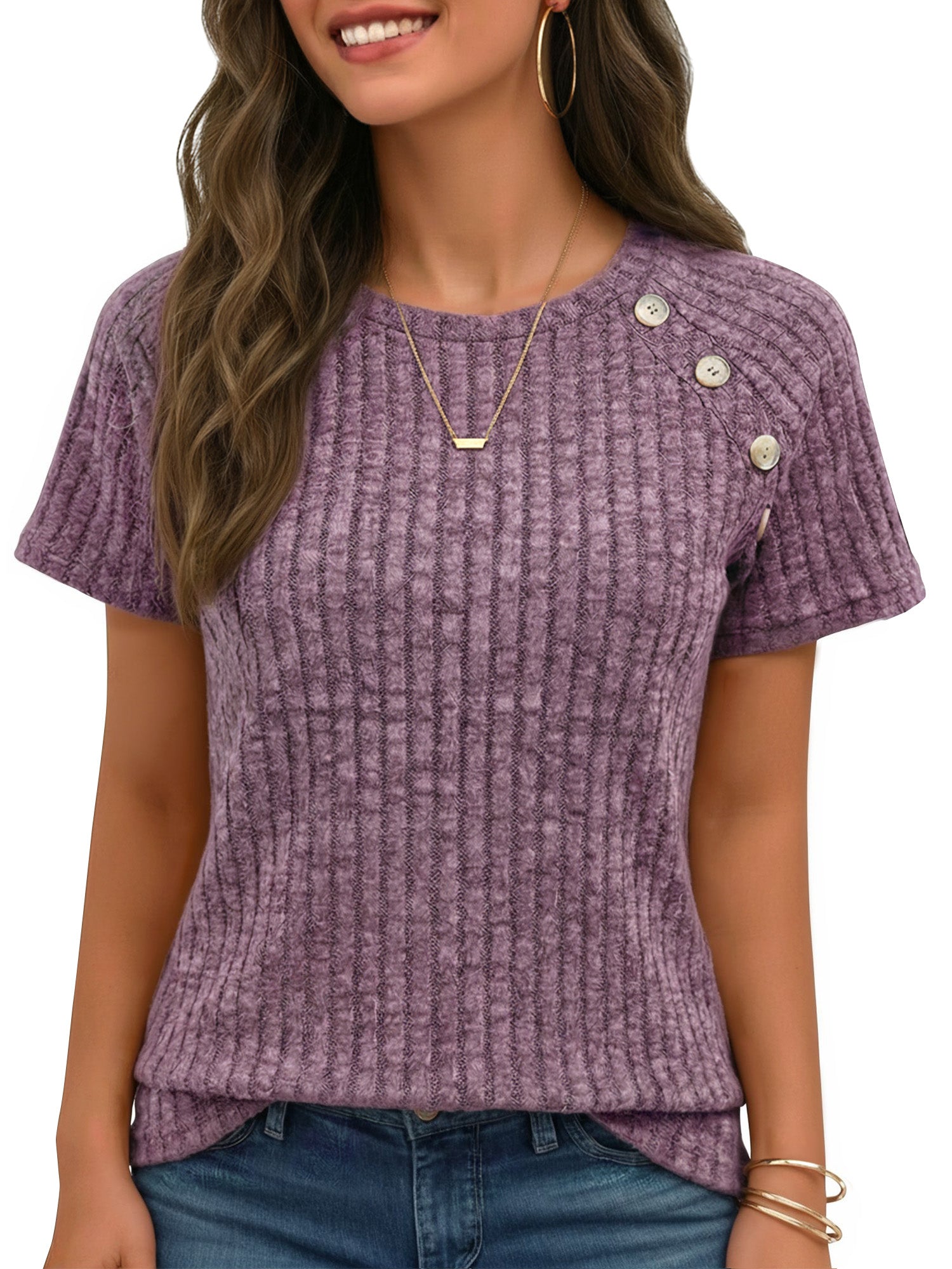 MOYIKO Short Sleeve Tunic Tops for Women Crew Neck Summer Shirts Business Blouses Dressy Casual