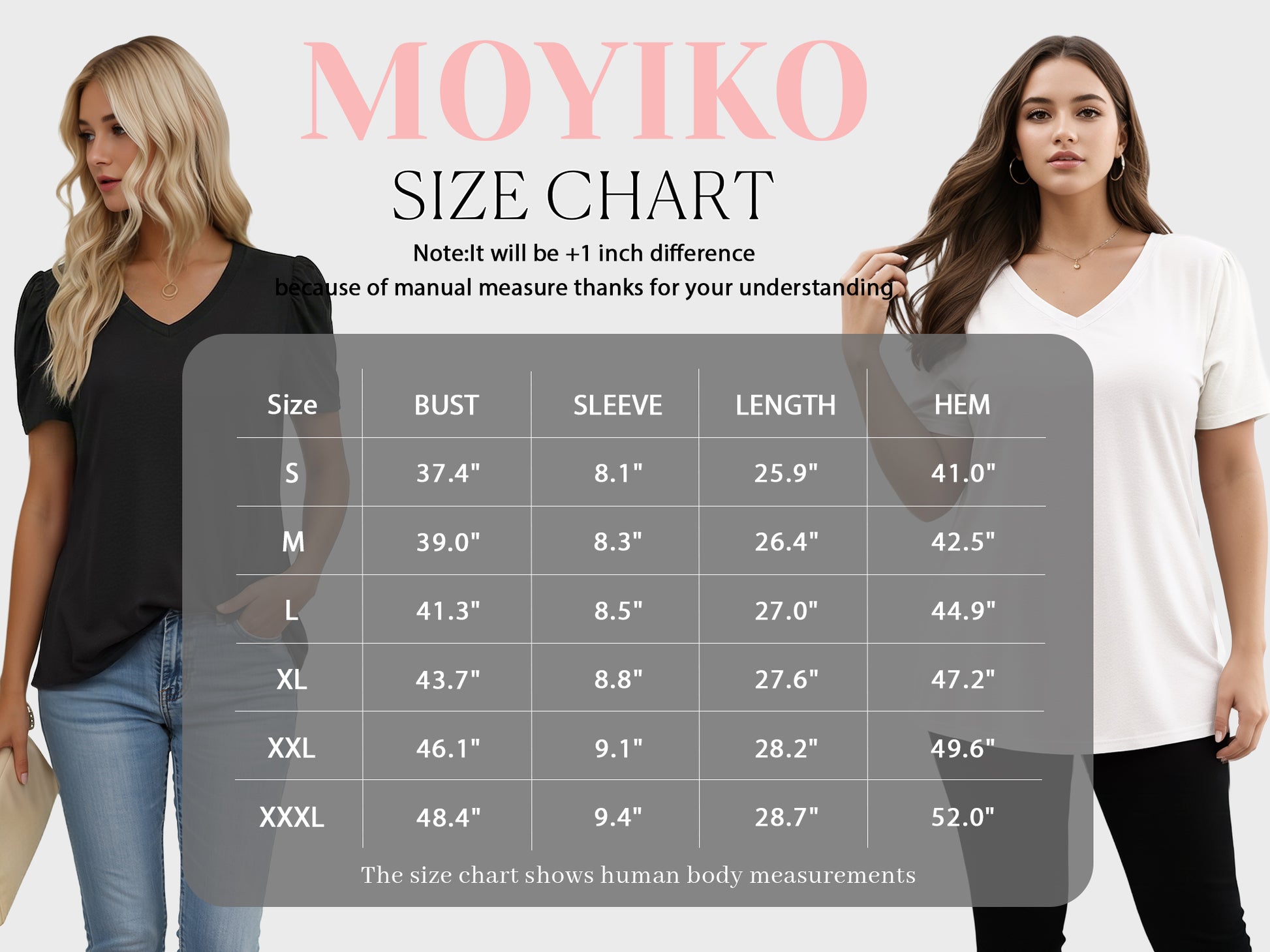 MOYIKO Womens Short Puff Sleeve T Shirts V Neck Summer Tops Trendy Dressy Casual Loose Fit Tees