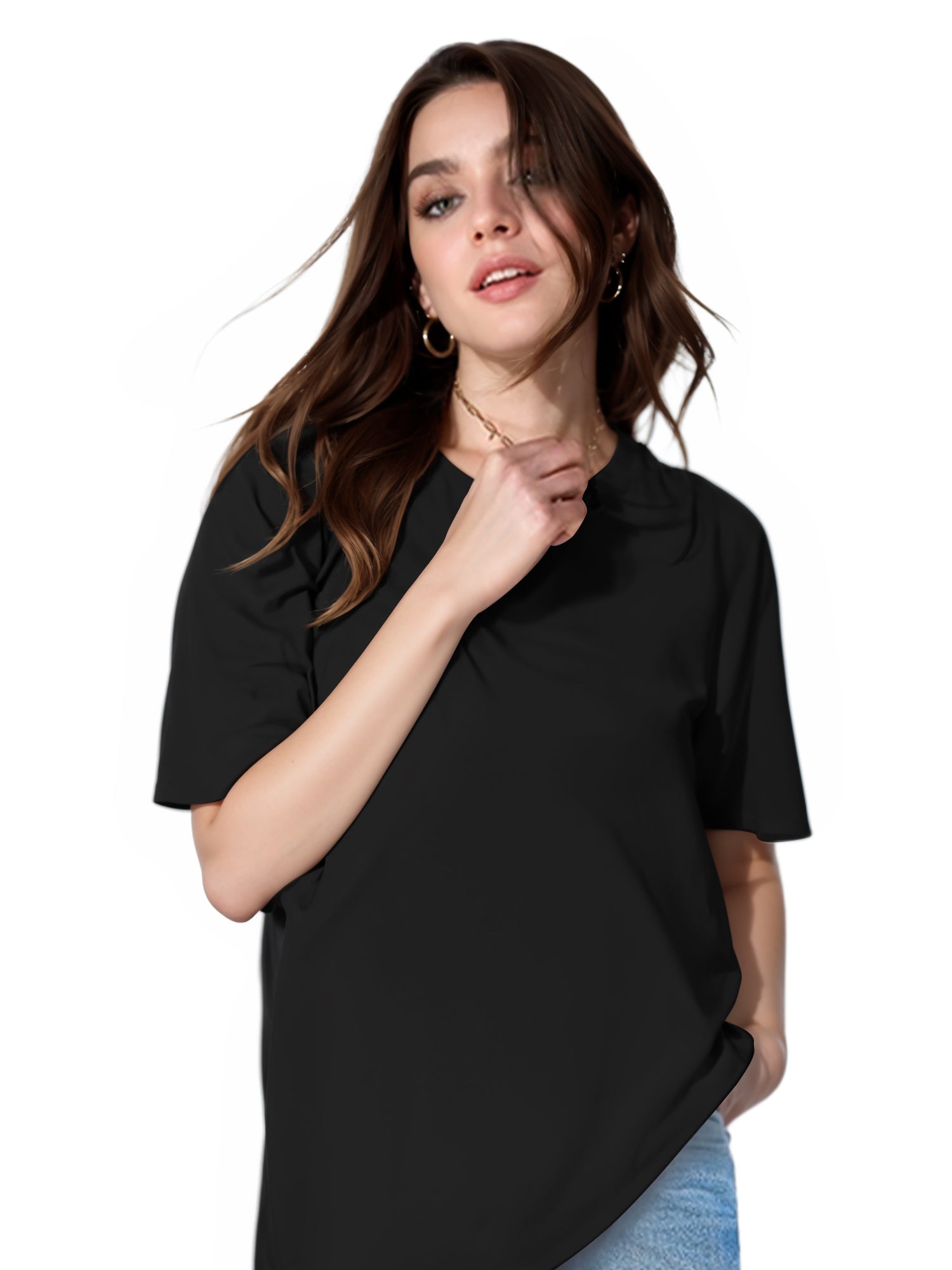 MOYIKO Oversized T Shirts for Women Crewneck Loose Fit Tee Summer Tops