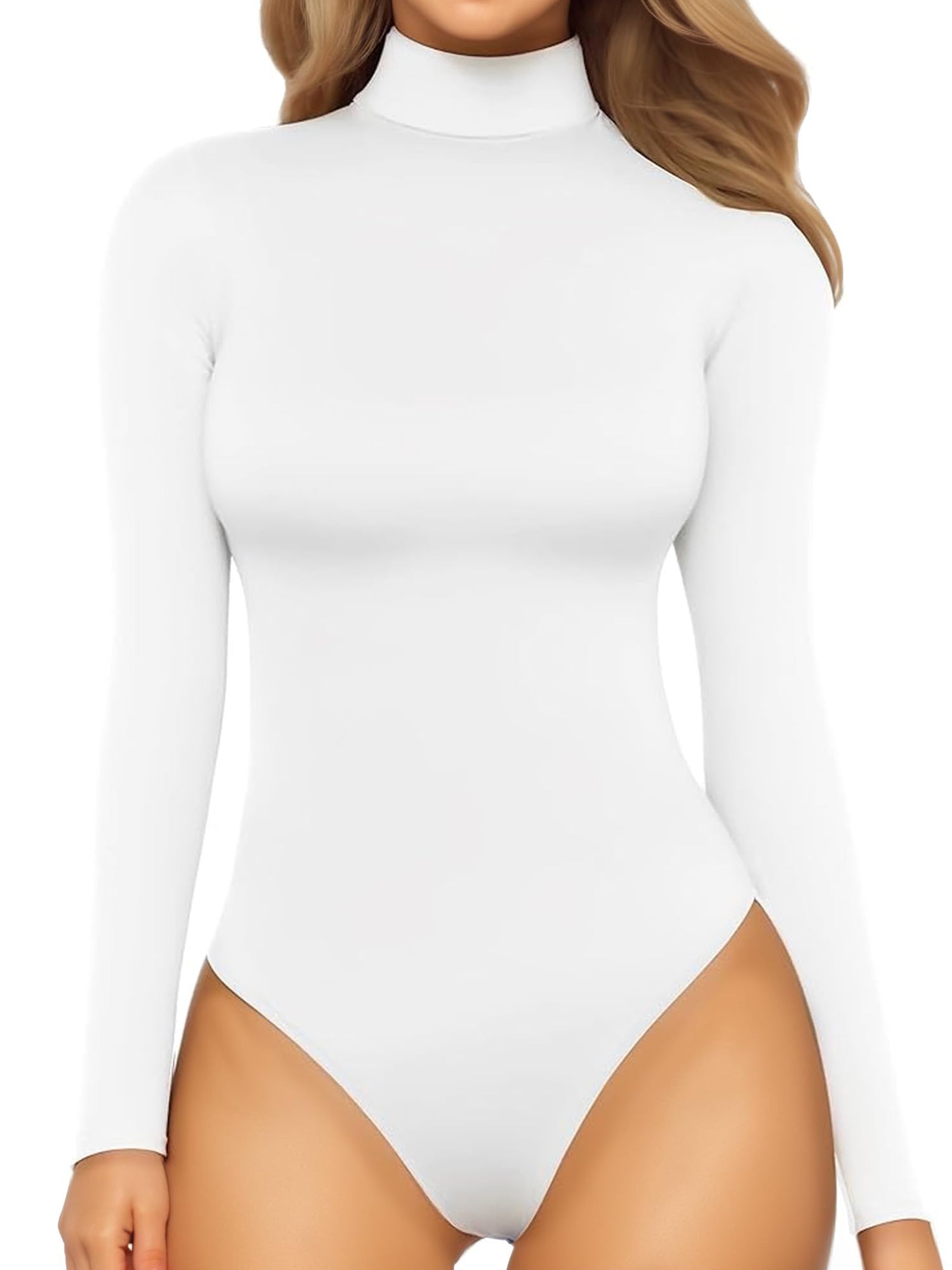 MOYIKO Mock Turtleneck for Women Long Sleeve Body Suits Womens Fitted Tight Basic Tops