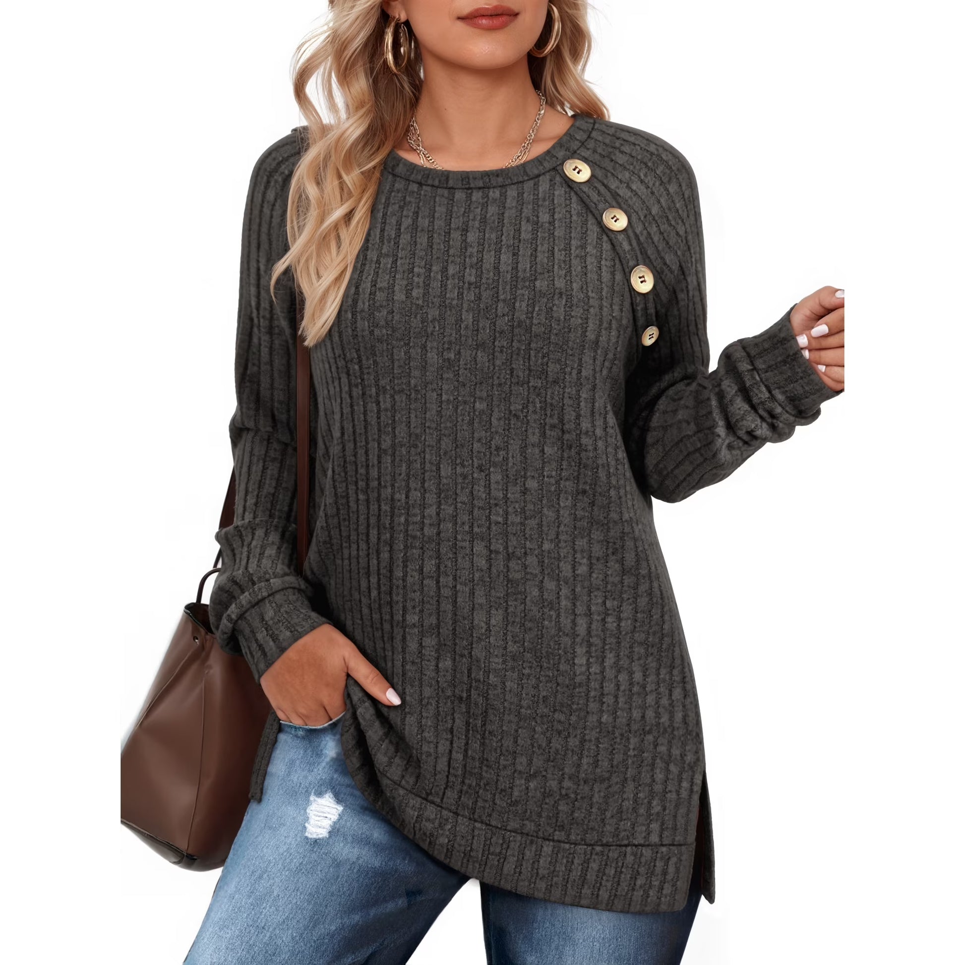 OALUXE Long Sleeve Shirts for Women Causual Tunic Tops Loose Fit Dressy Lightweight Sweaters
