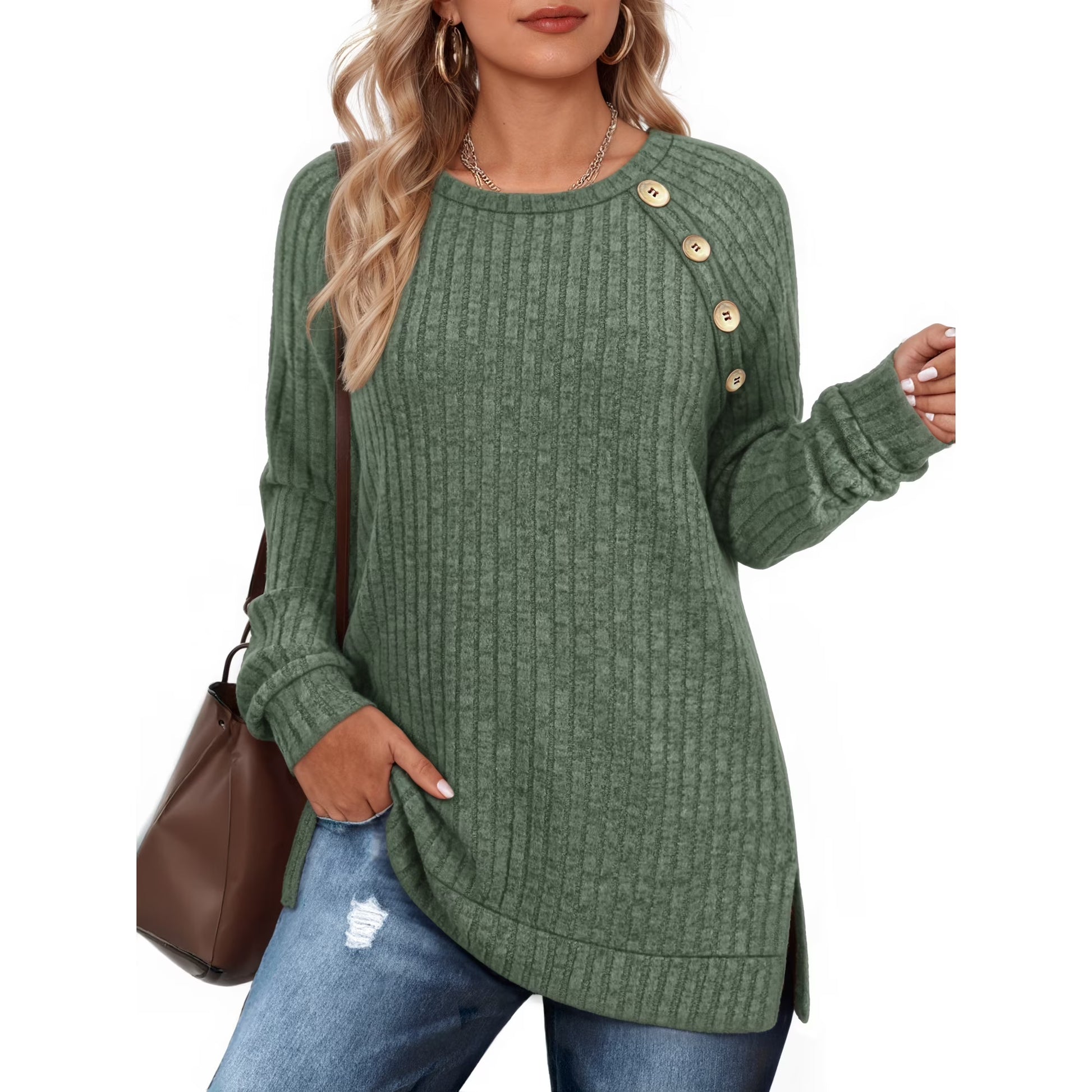 OALUXE Long Sleeve Shirts for Women Causual Tunic Tops Loose Fit Dressy Lightweight Sweaters
